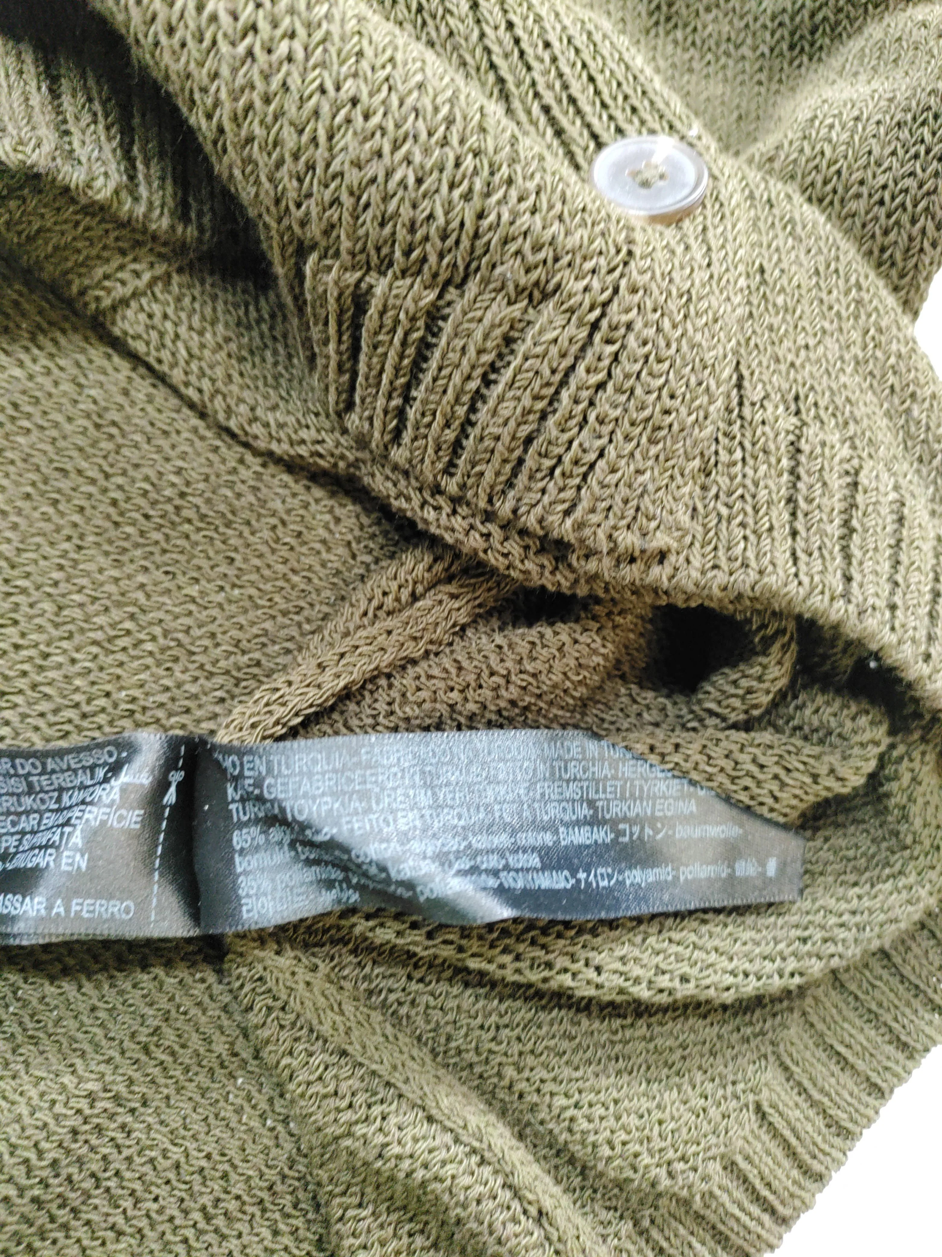 Massimo Dutti Women's Cardigan S Green Cotton with Polyamide Round Neck Cardigan - Image 6