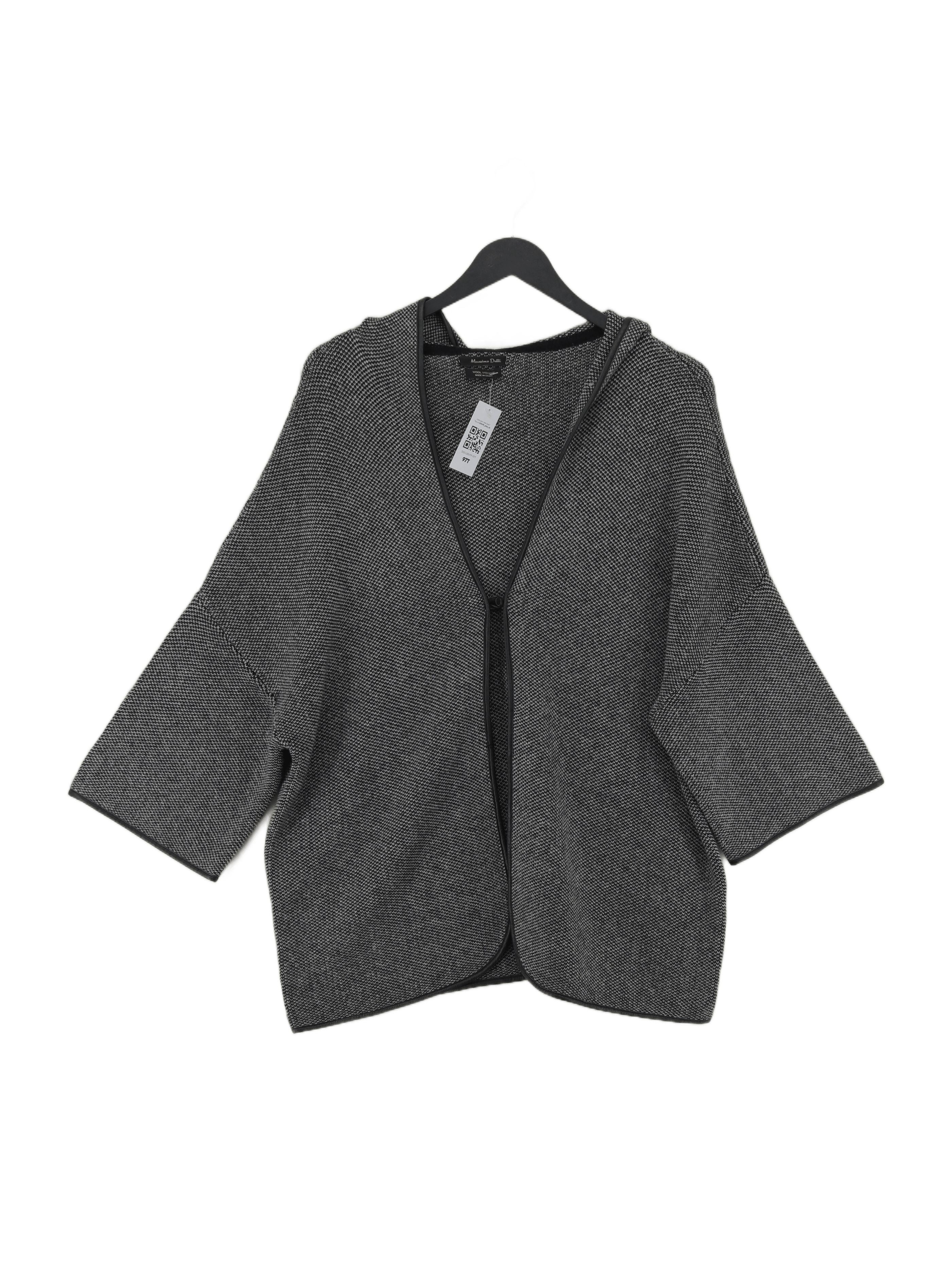 Massimo Dutti Women's Cardigan S Grey Wool with Viscose V-Neck Cardigan