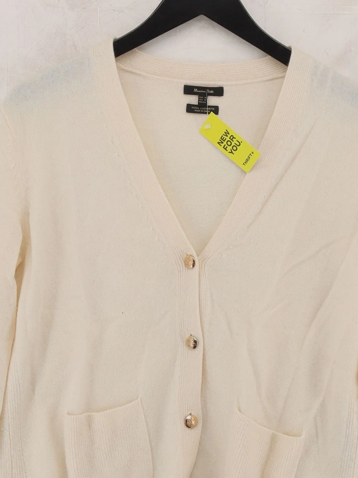 Massimo Dutti Women's Cardigan XS Cream Wool with Cashmere V-Neck Cardigan - Image 3