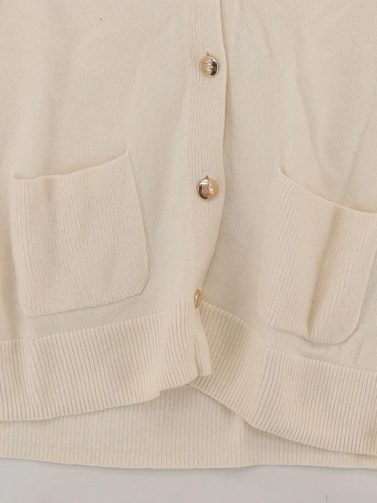 Massimo Dutti Women's Cardigan XS Cream Wool with Cashmere V-Neck Cardigan - Image 4