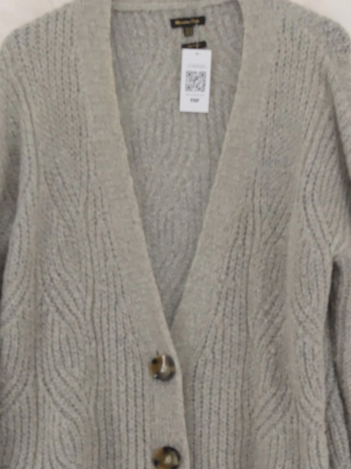 Massimo Dutti Women's Cardigan XS Grey Acrylic with Polyamide, Mohair Cardigan - Image 3
