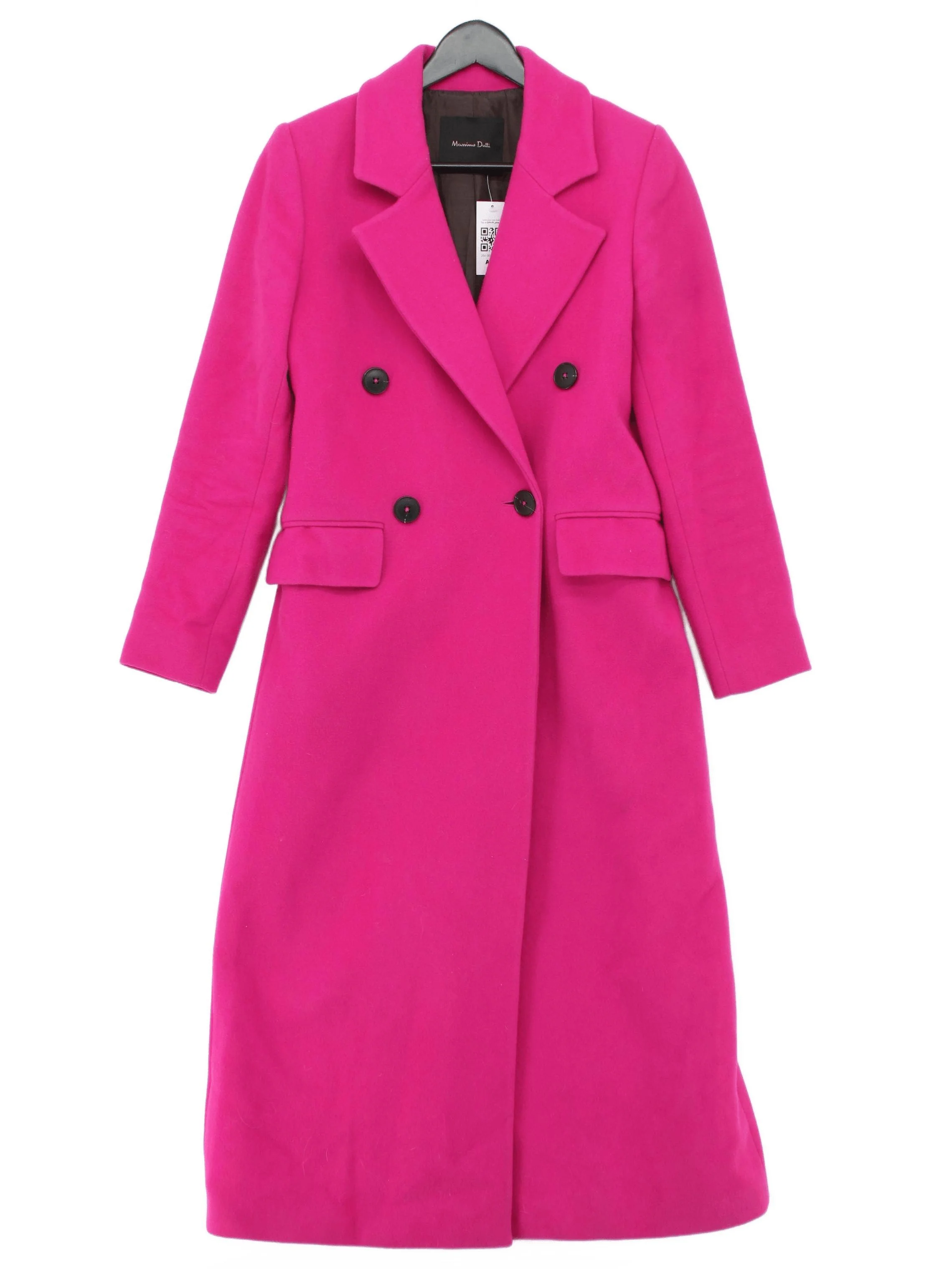 Massimo Dutti Women's Coat XS Pink Wool with Polyamide Overcoat