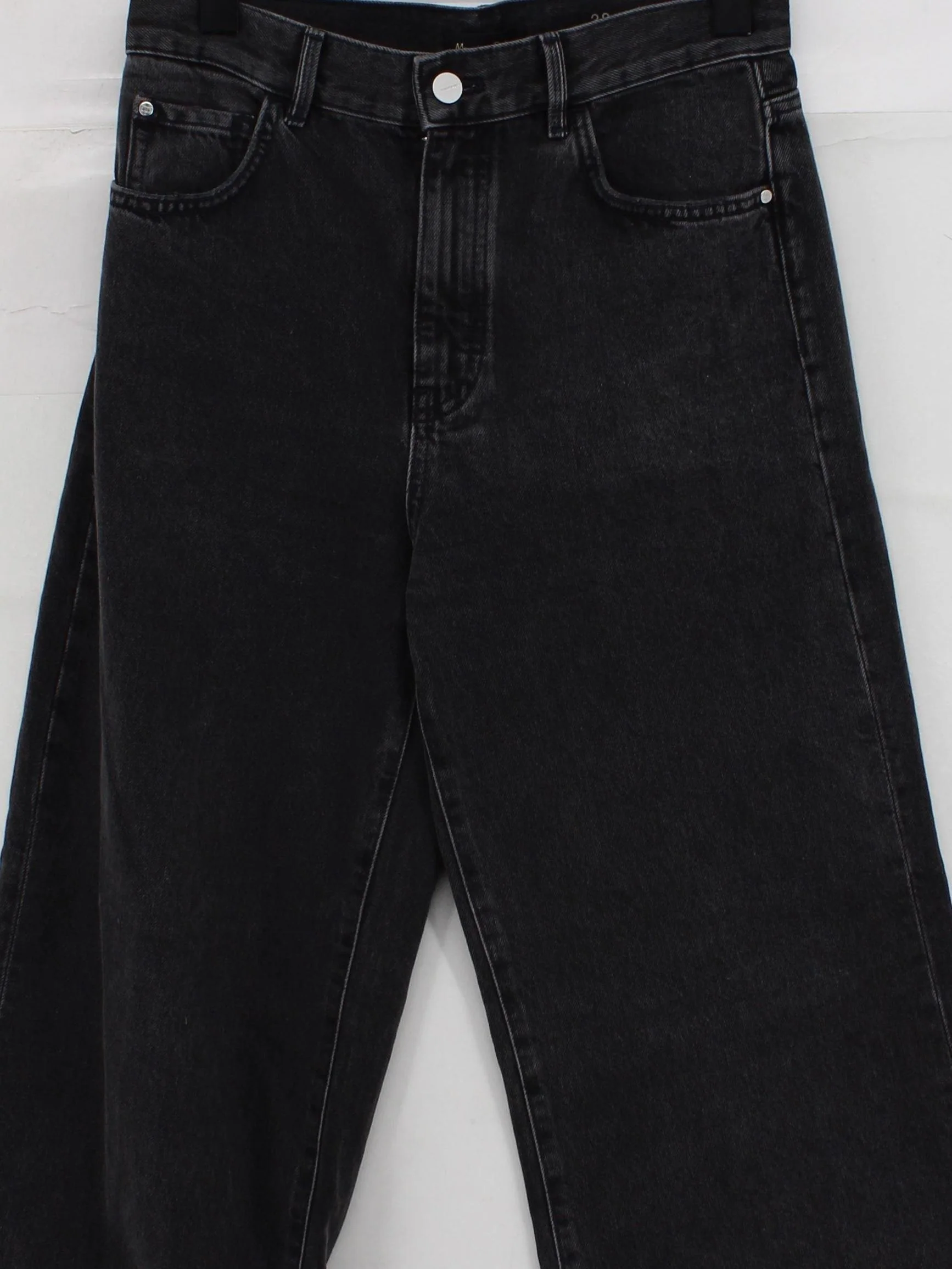 Massimo Dutti Women's Jeans UK 10 Black 100% Cotton Wide-Leg - Image 3