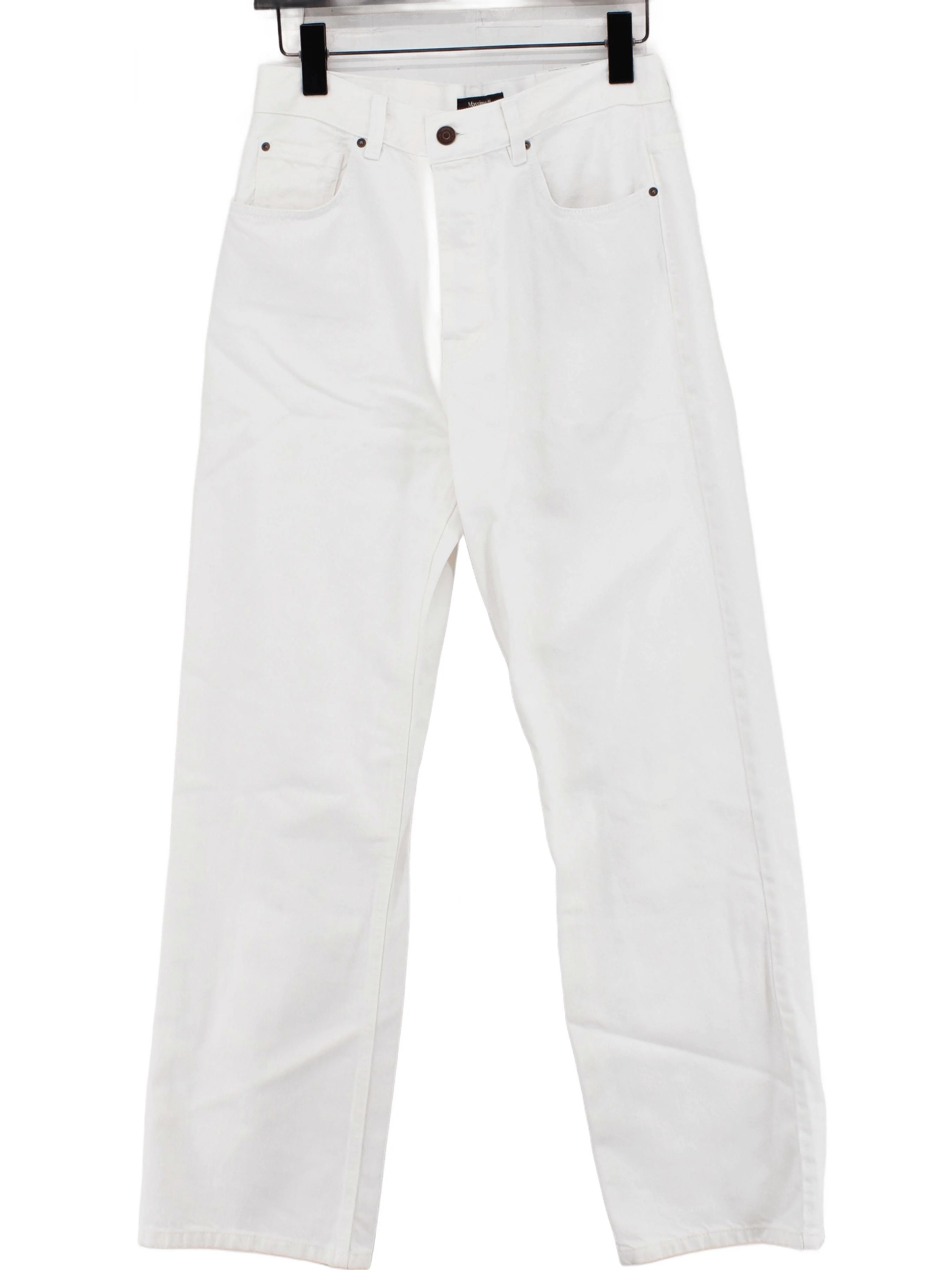 Massimo Dutti Women's Jeans UK 12 White Cotton with Lyocell Modal Straight