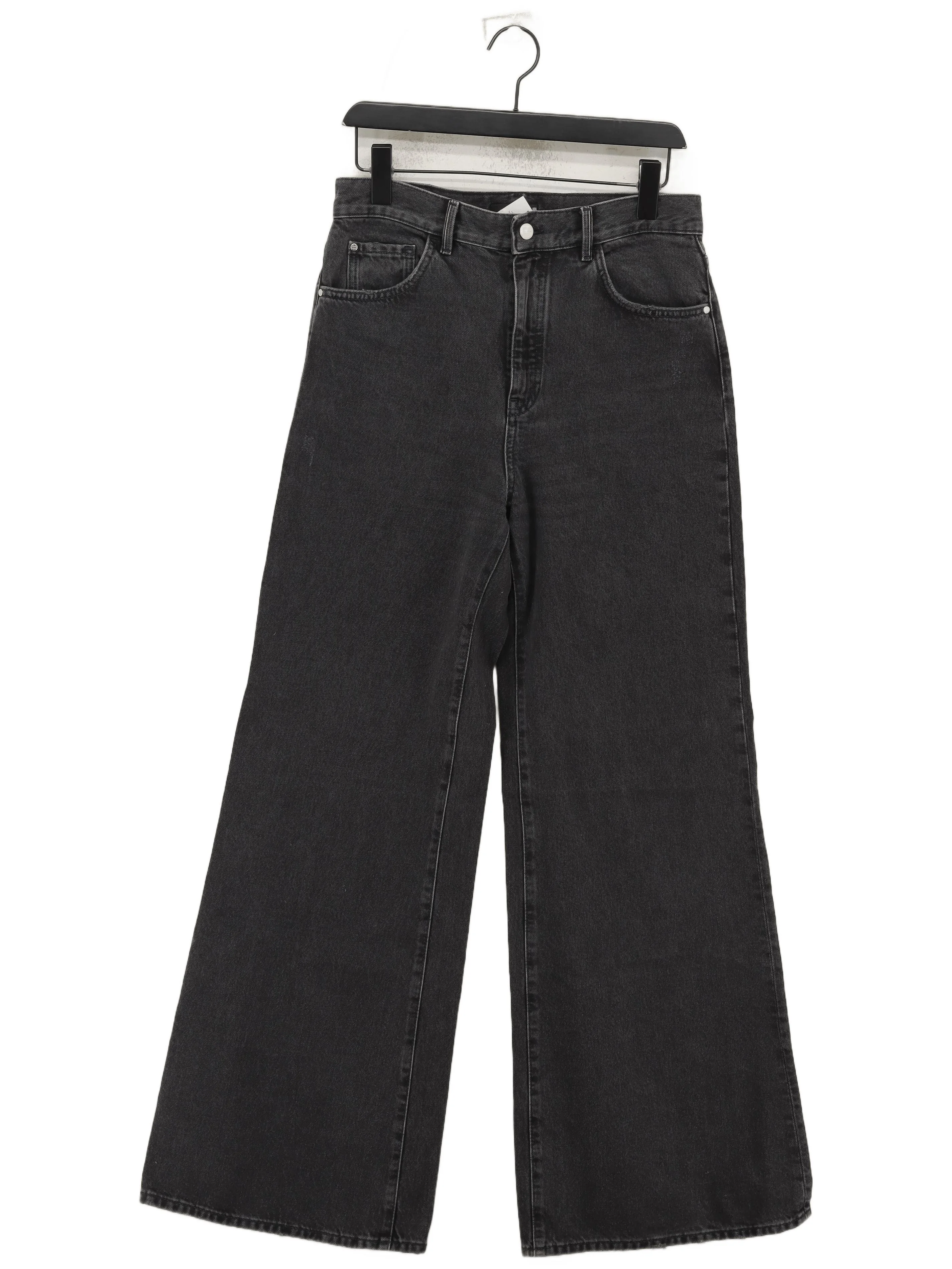Massimo Dutti Women's Jeans UK 8 Black 100% Cotton Wide-Leg