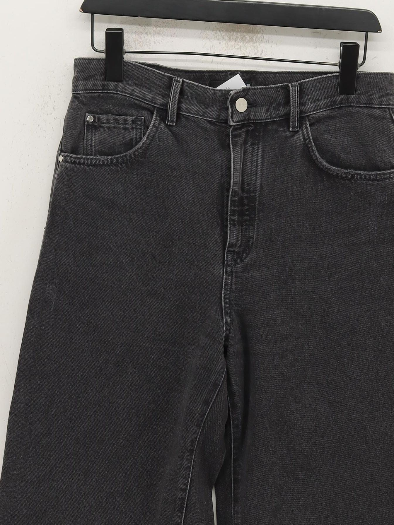 Massimo Dutti Women's Jeans UK 8 Black 100% Cotton Wide-Leg - Image 3