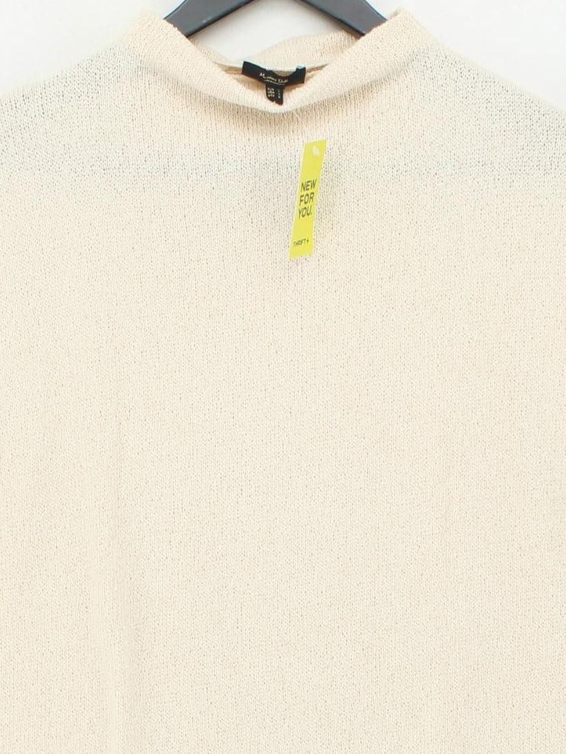 Massimo Dutti Women's Jumper L Cream 100% Cotton Mock Neck Pullover - Image 3