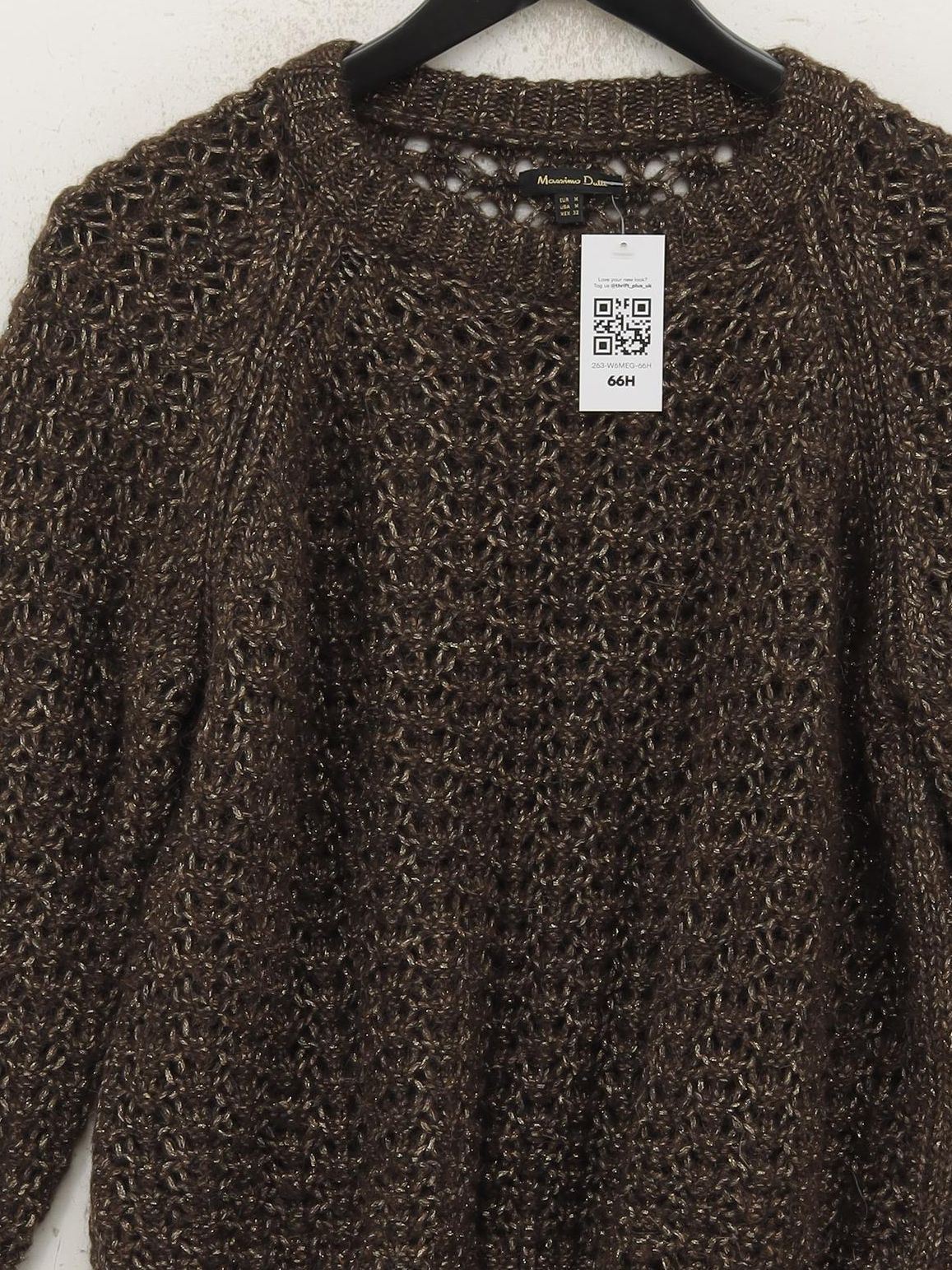 Massimo Dutti Women's Jumper M Brown Polyester with Acrylic, Other Pullover - Image 3