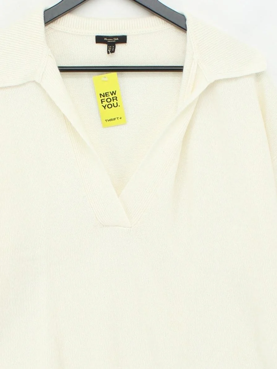 Massimo Dutti Women's Jumper M Cream Polyamide - Image 3