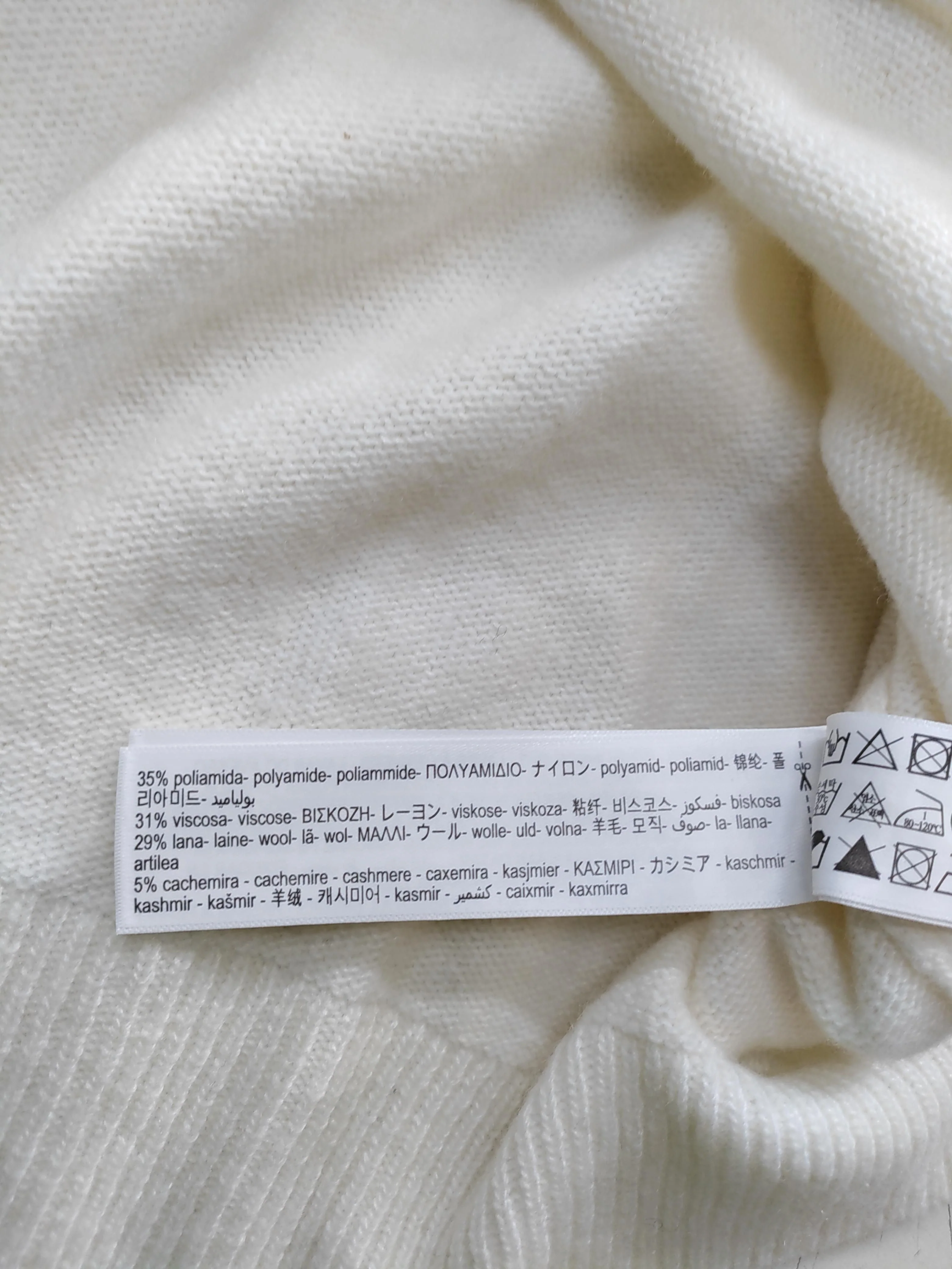 Massimo Dutti Women's Jumper M Cream Polyamide - Image 6