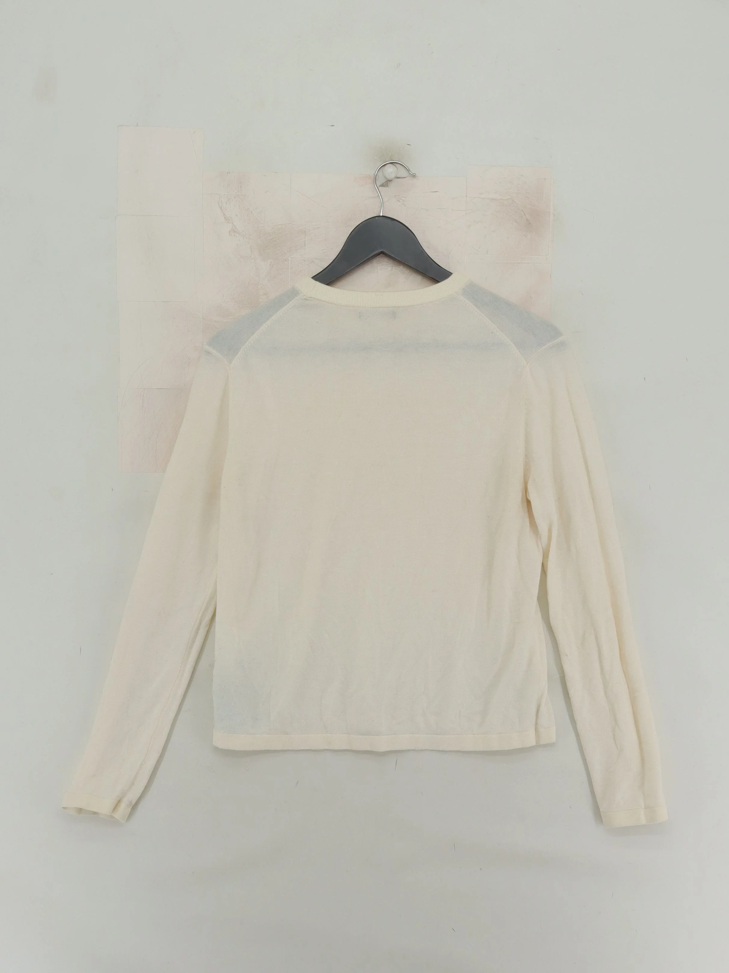 Massimo Dutti Women's Jumper M Cream Viscose with Polyamide Round Neck Pullover - Image 2