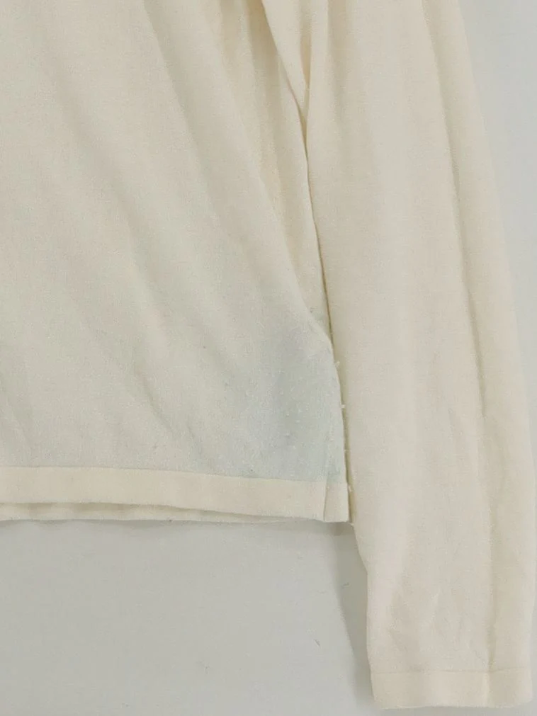 Massimo Dutti Women's Jumper M Cream Viscose with Polyamide Round Neck Pullover - Image 4