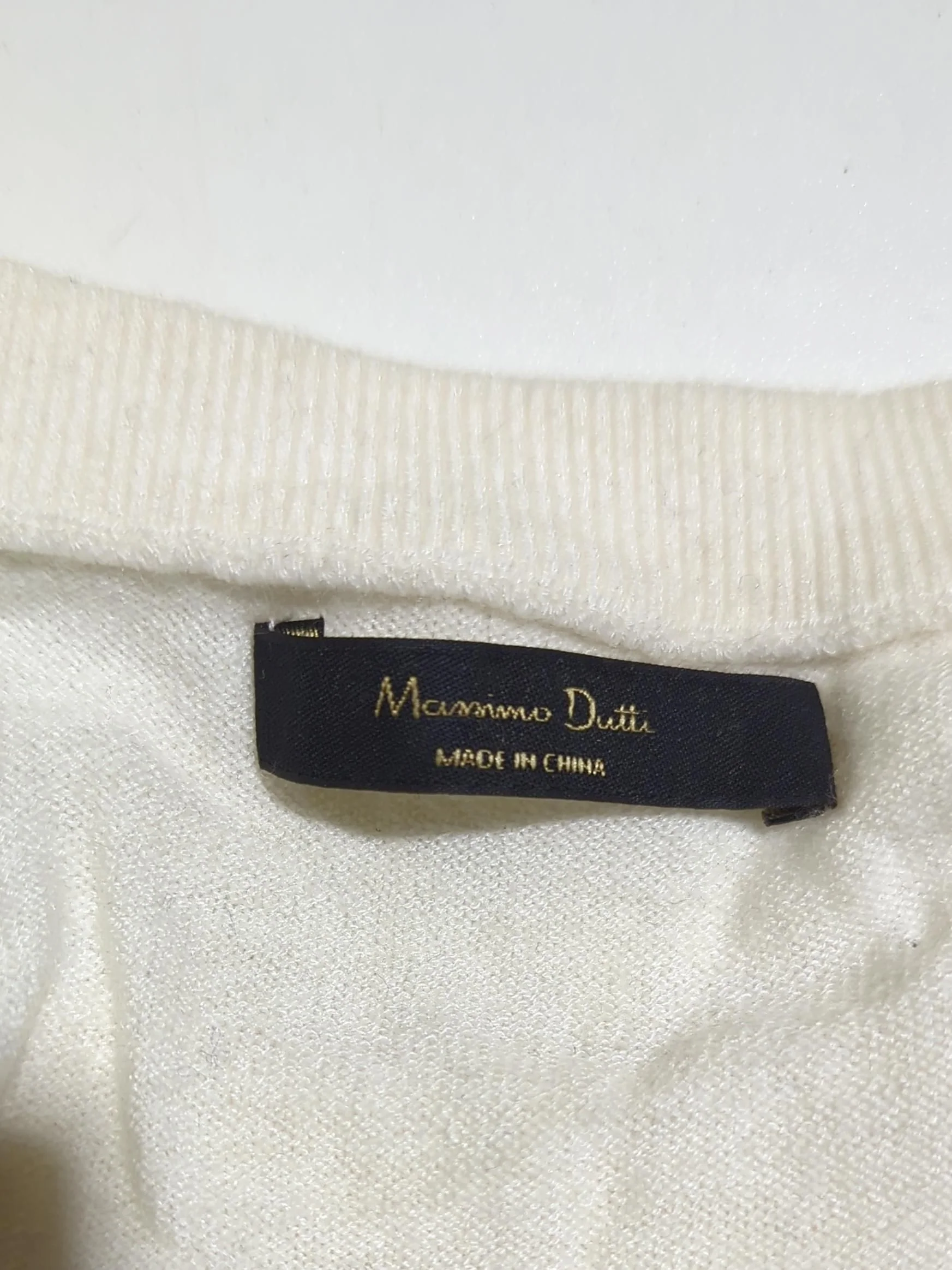 Massimo Dutti Women's Jumper M Cream Viscose with Polyamide Round Neck Pullover - Image 7