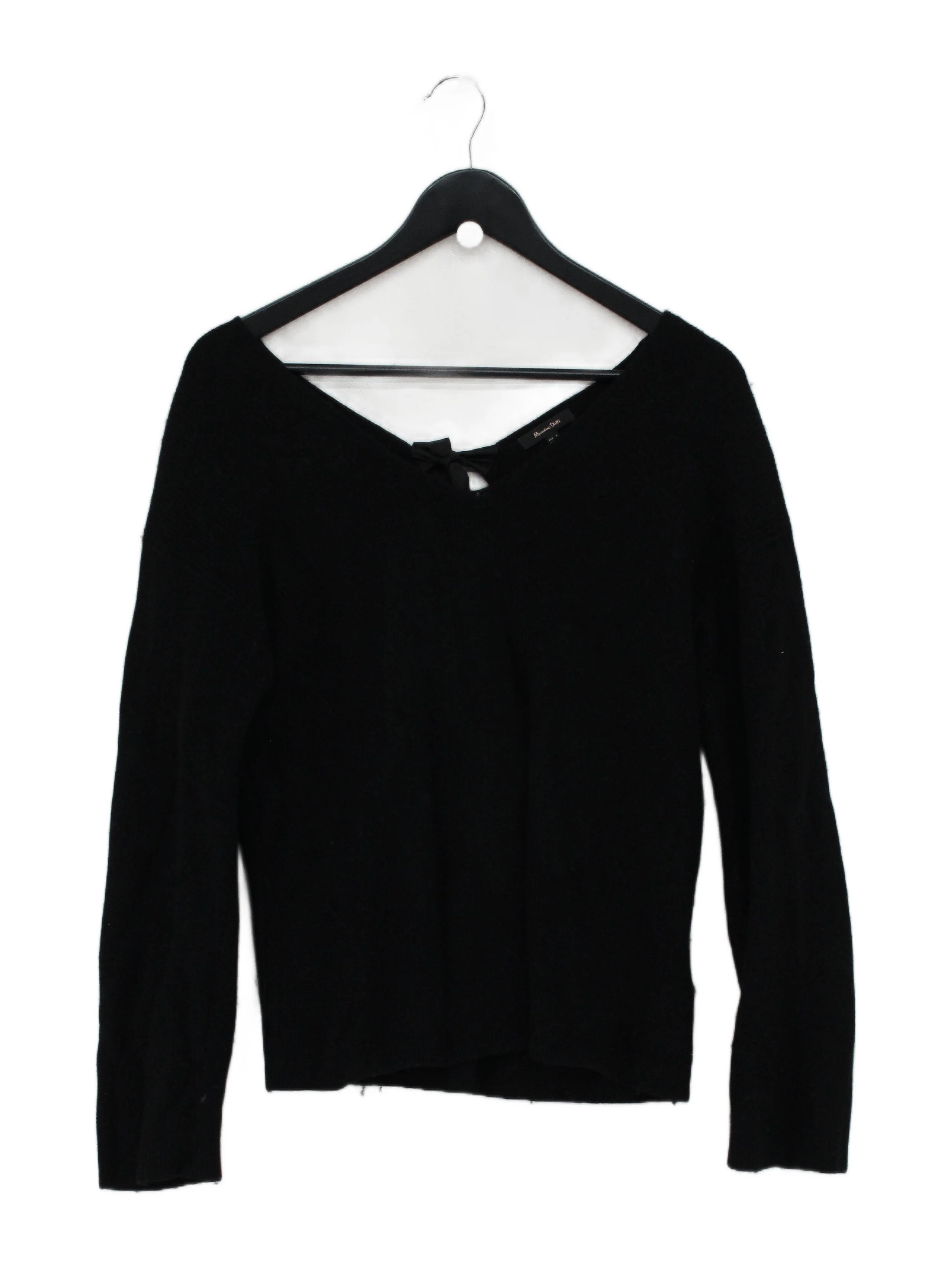 Massimo Dutti Women's Jumper S Black 100% Other V-Neck Pullover