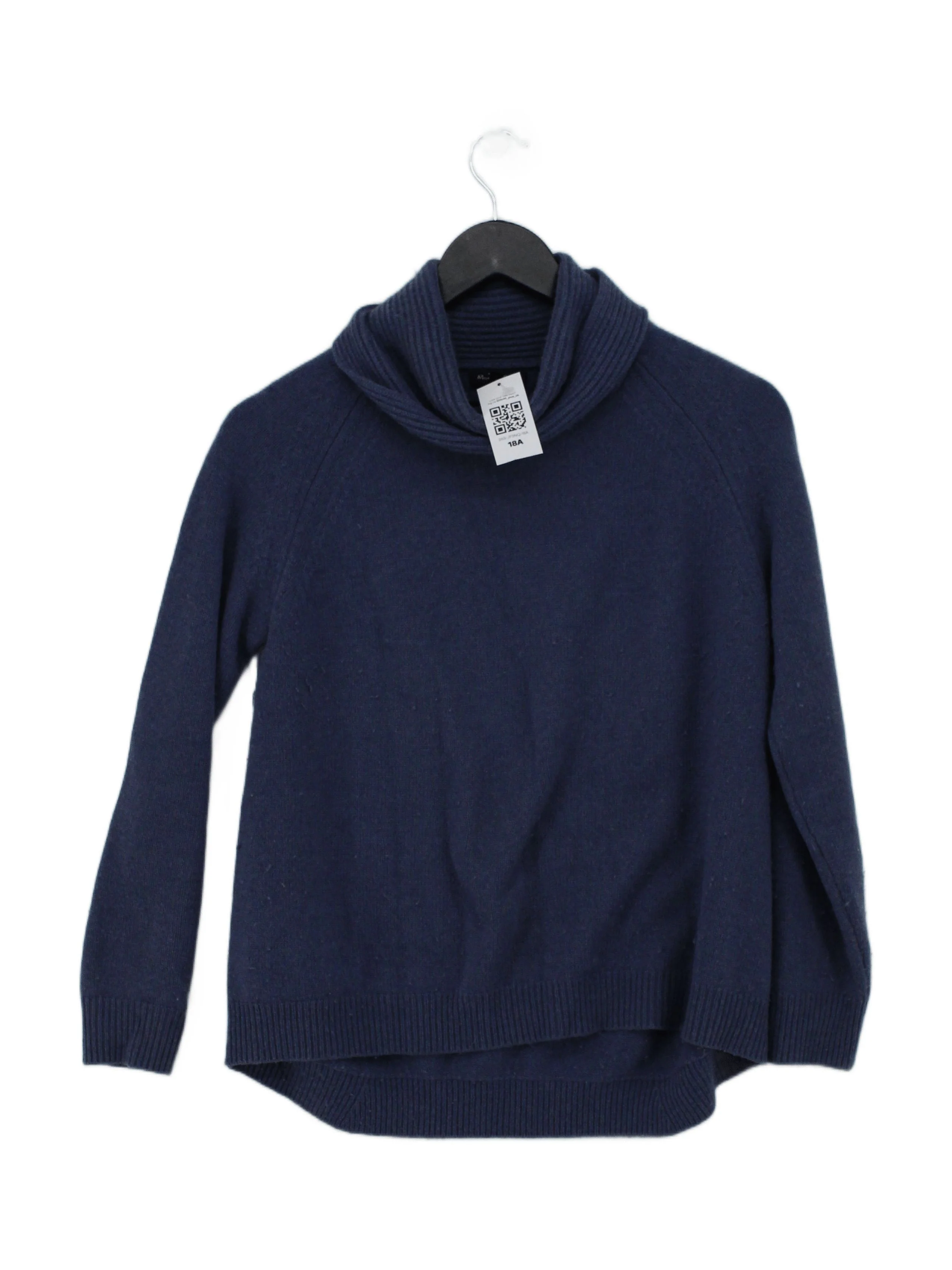Massimo Dutti Women's Jumper XS Blue Cashmere with Polyamide Roll Neck Pullover