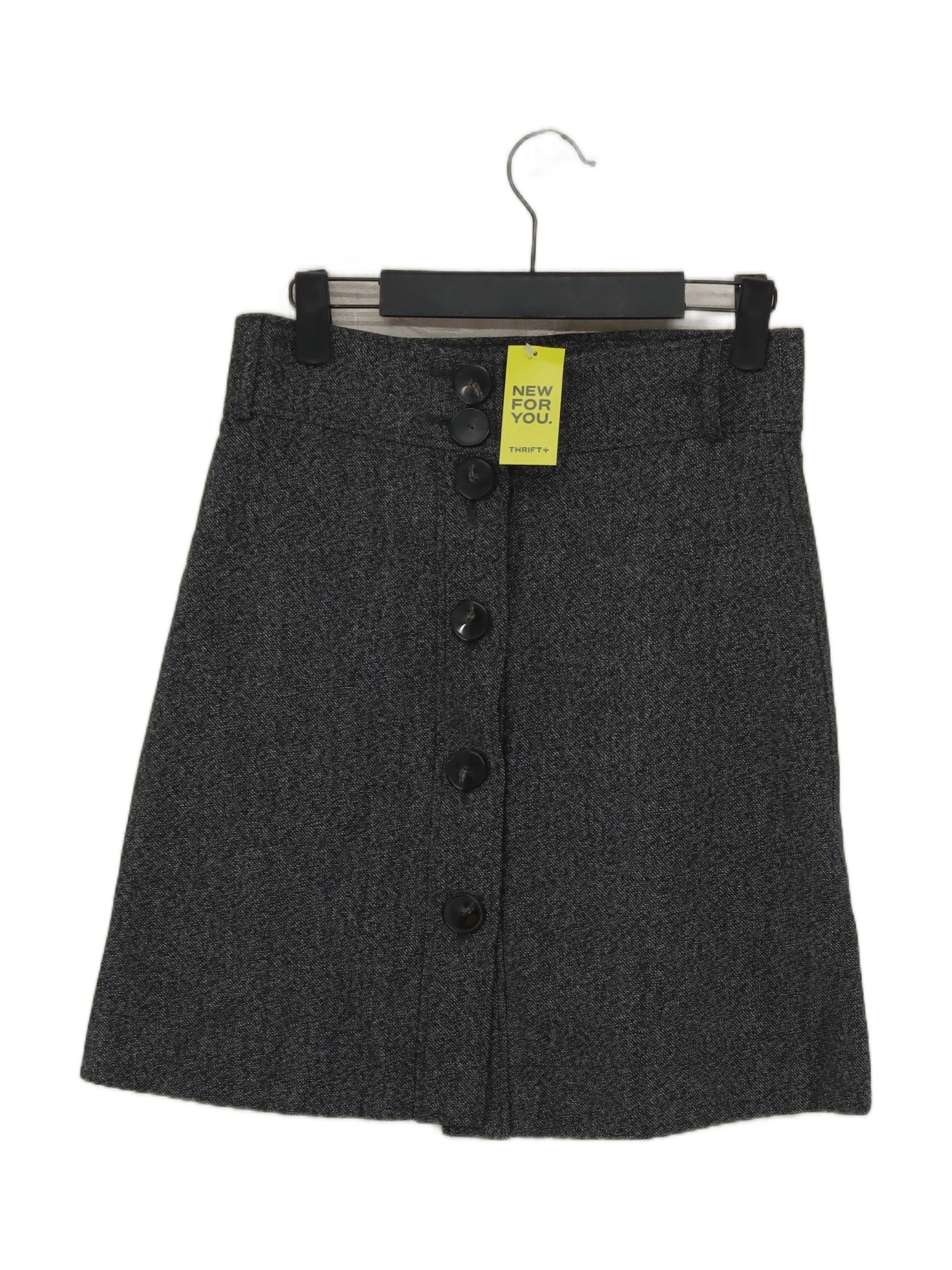 Massimo Dutti Women's Mini Skirt UK 8 Grey Cotton with Wool Short Mini