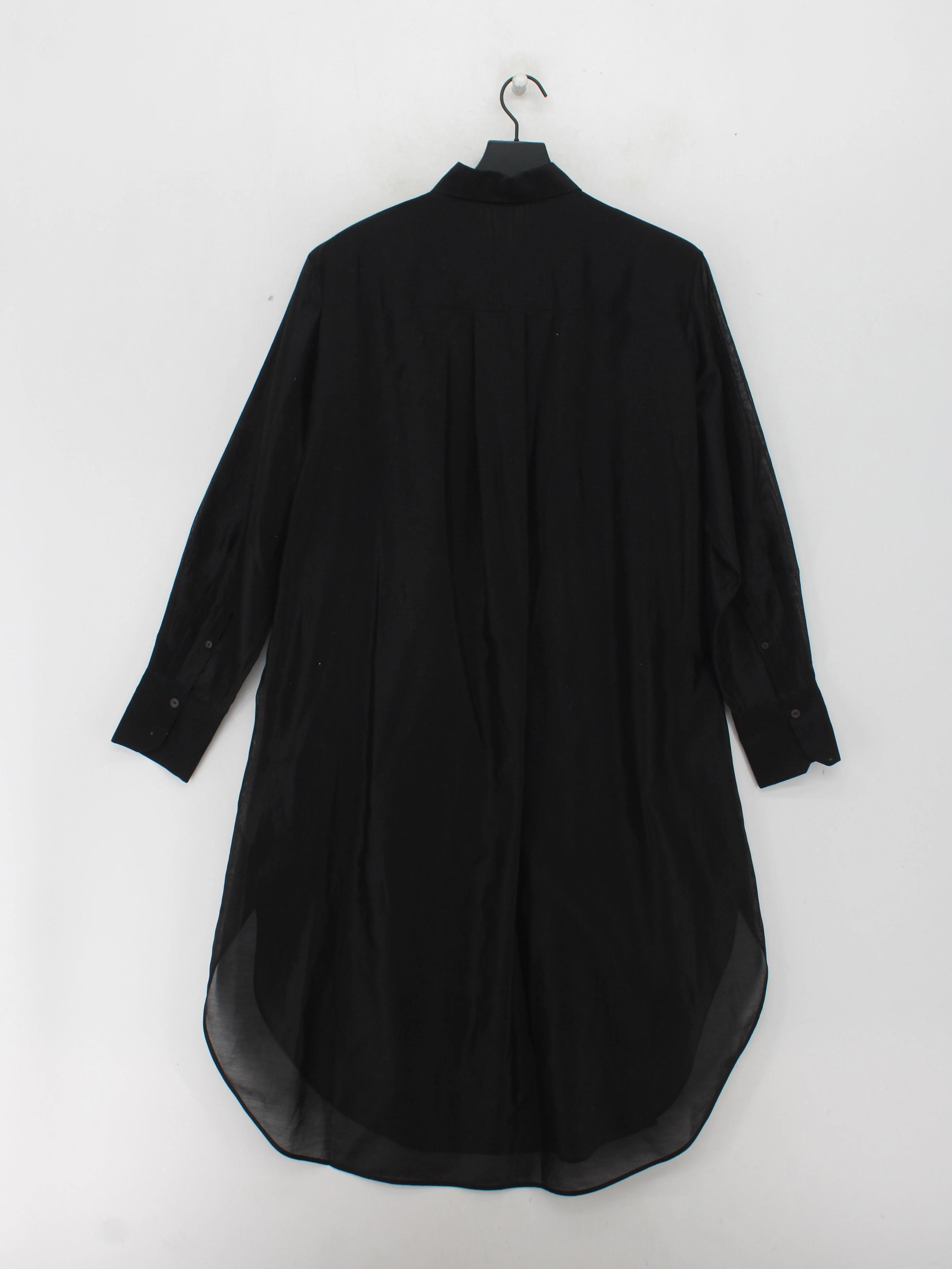 Massimo Dutti Women's Shirt L Black Cotton with Silk Long Sleeve Collared Basic - Image 2