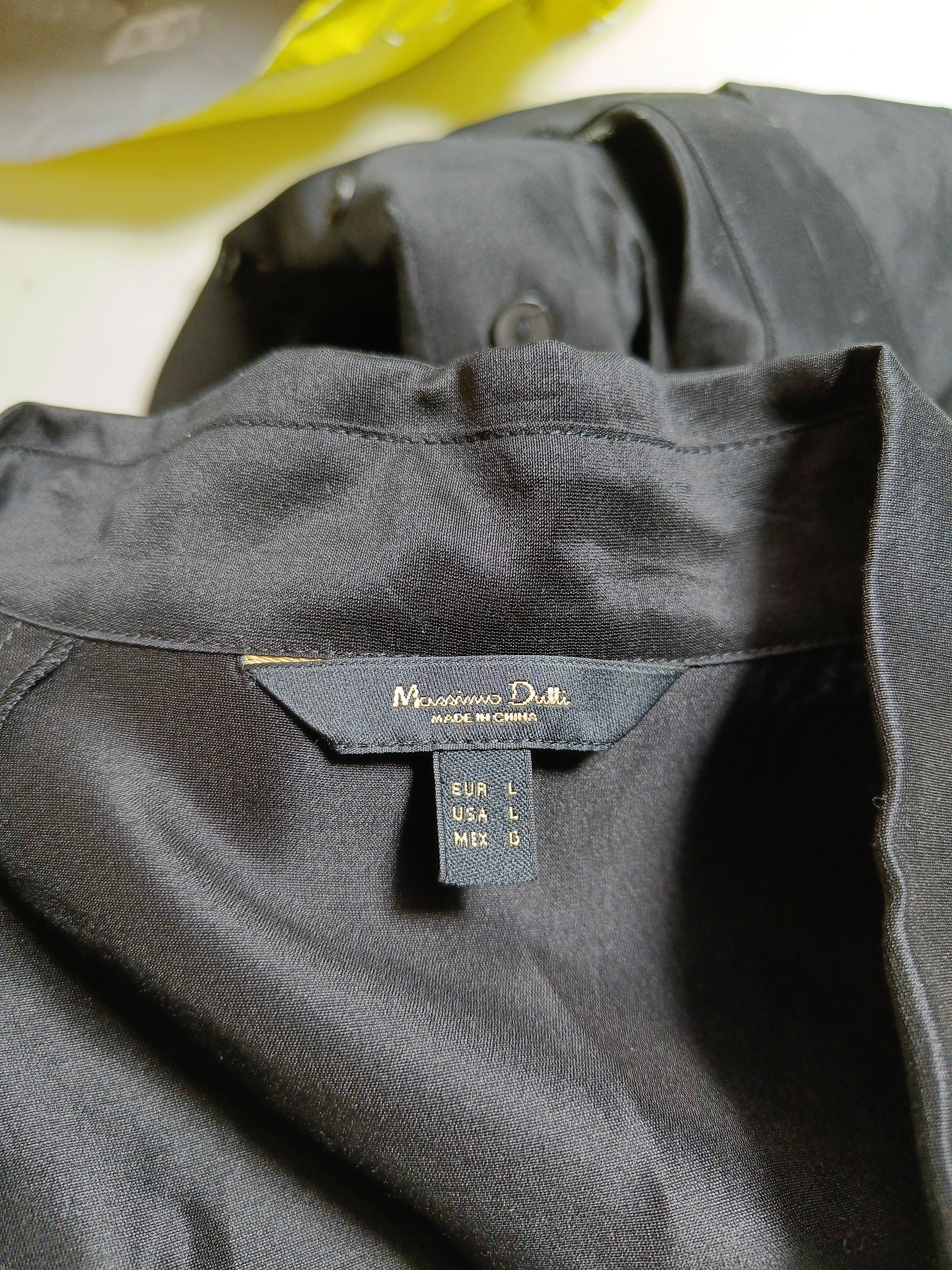 Massimo Dutti Women's Shirt L Black Cotton with Silk Long Sleeve Collared Basic - Image 5