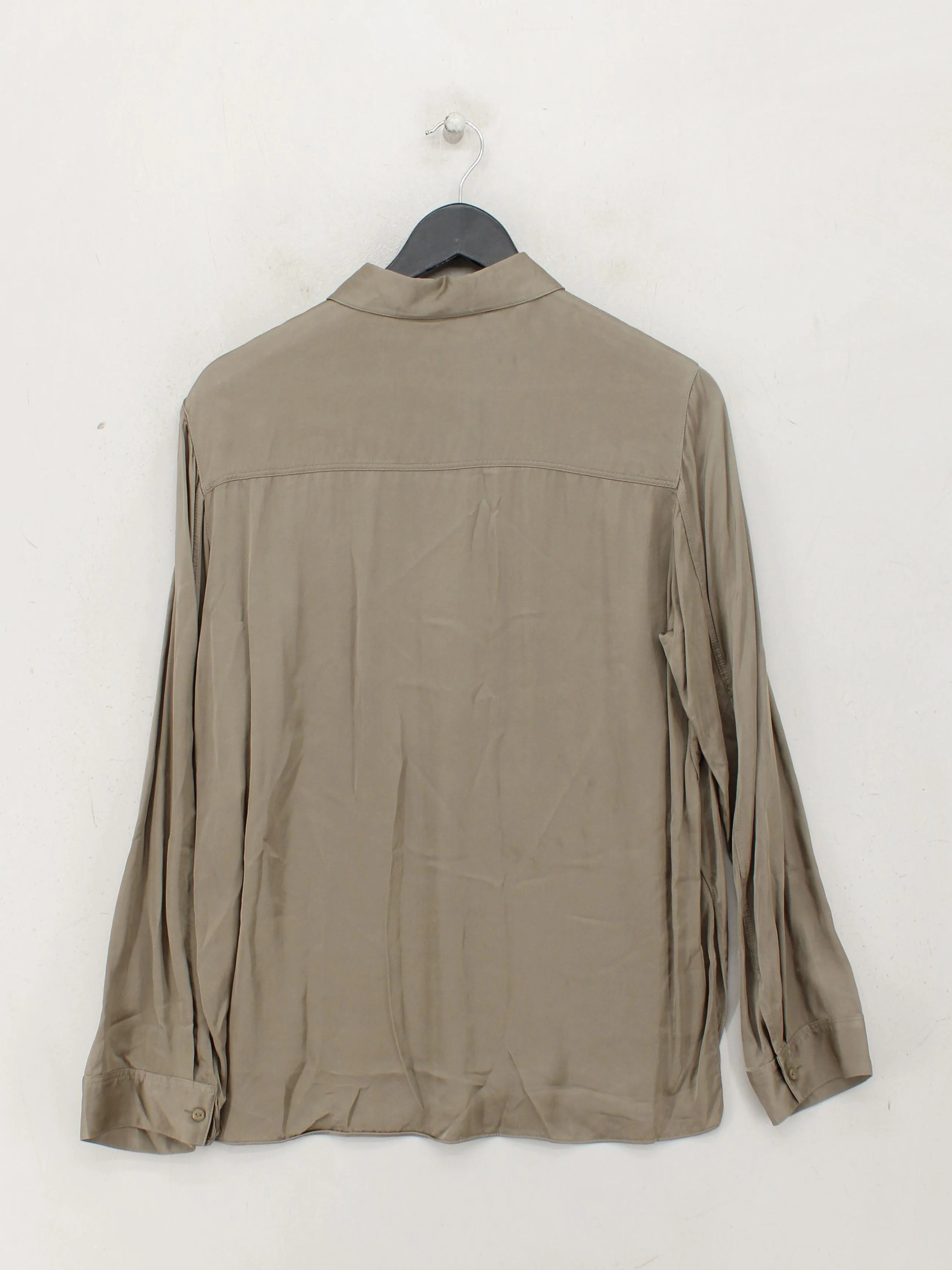 Massimo Dutti Women's Shirt M Tan 100% Viscose Long Sleeve Collared Basic - Image 2