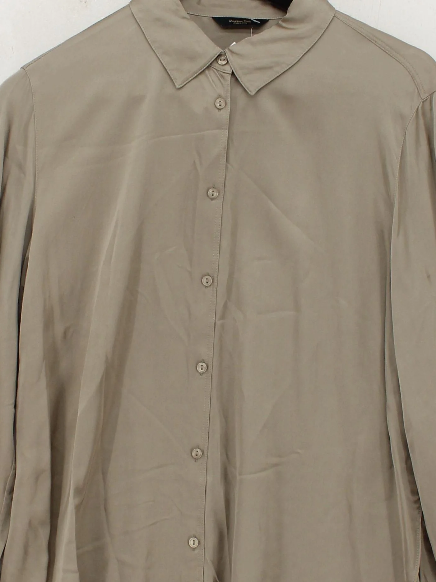 Massimo Dutti Women's Shirt M Tan 100% Viscose Long Sleeve Collared Basic - Image 3