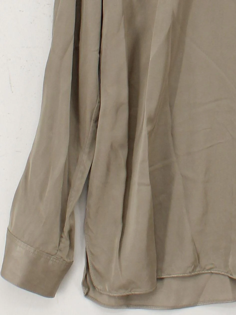 Massimo Dutti Women's Shirt M Tan 100% Viscose Long Sleeve Collared Basic - Image 4