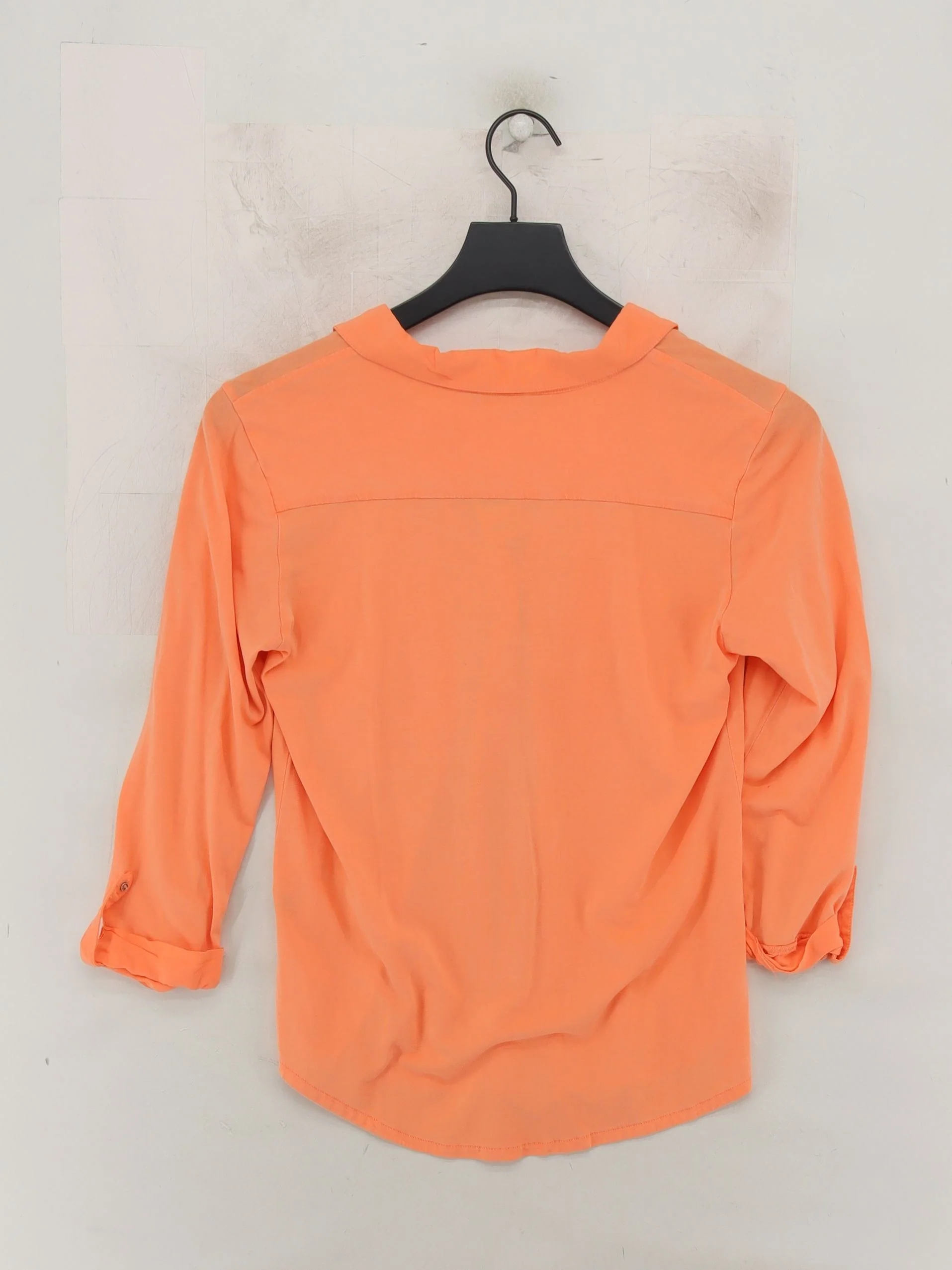 Massimo Dutti Women's Shirt UK 12 Orange 100% Other 3/4 Sleeve Collared Basic - Image 2
