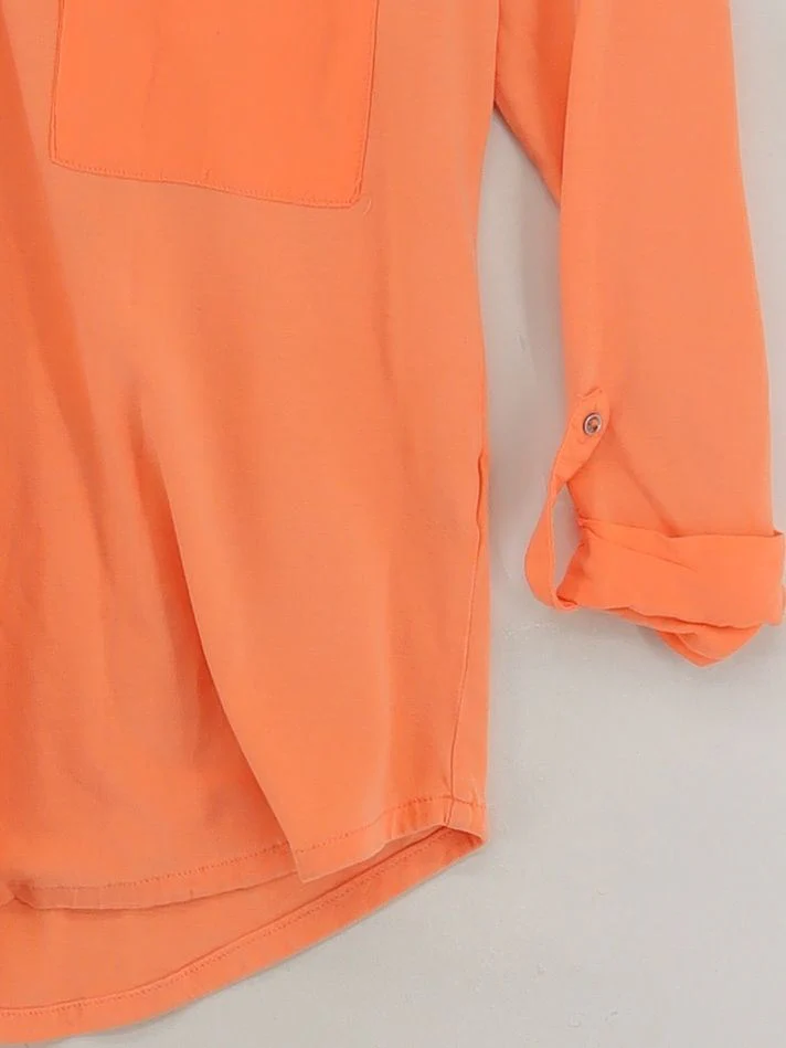 Massimo Dutti Women's Shirt UK 12 Orange 100% Other 3/4 Sleeve Collared Basic - Image 4