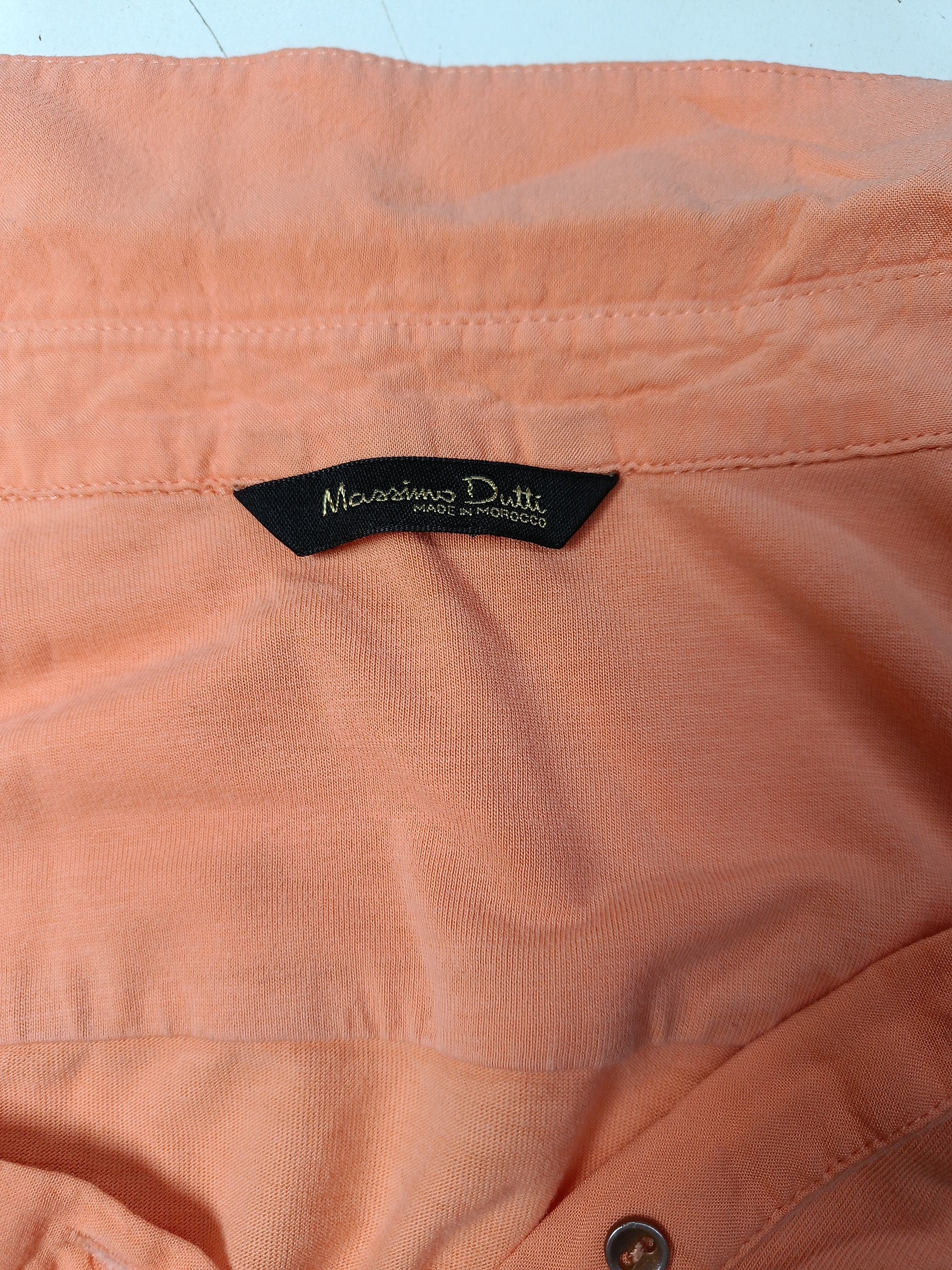 Massimo Dutti Women's Shirt UK 12 Orange 100% Other 3/4 Sleeve Collared Basic - Image 5