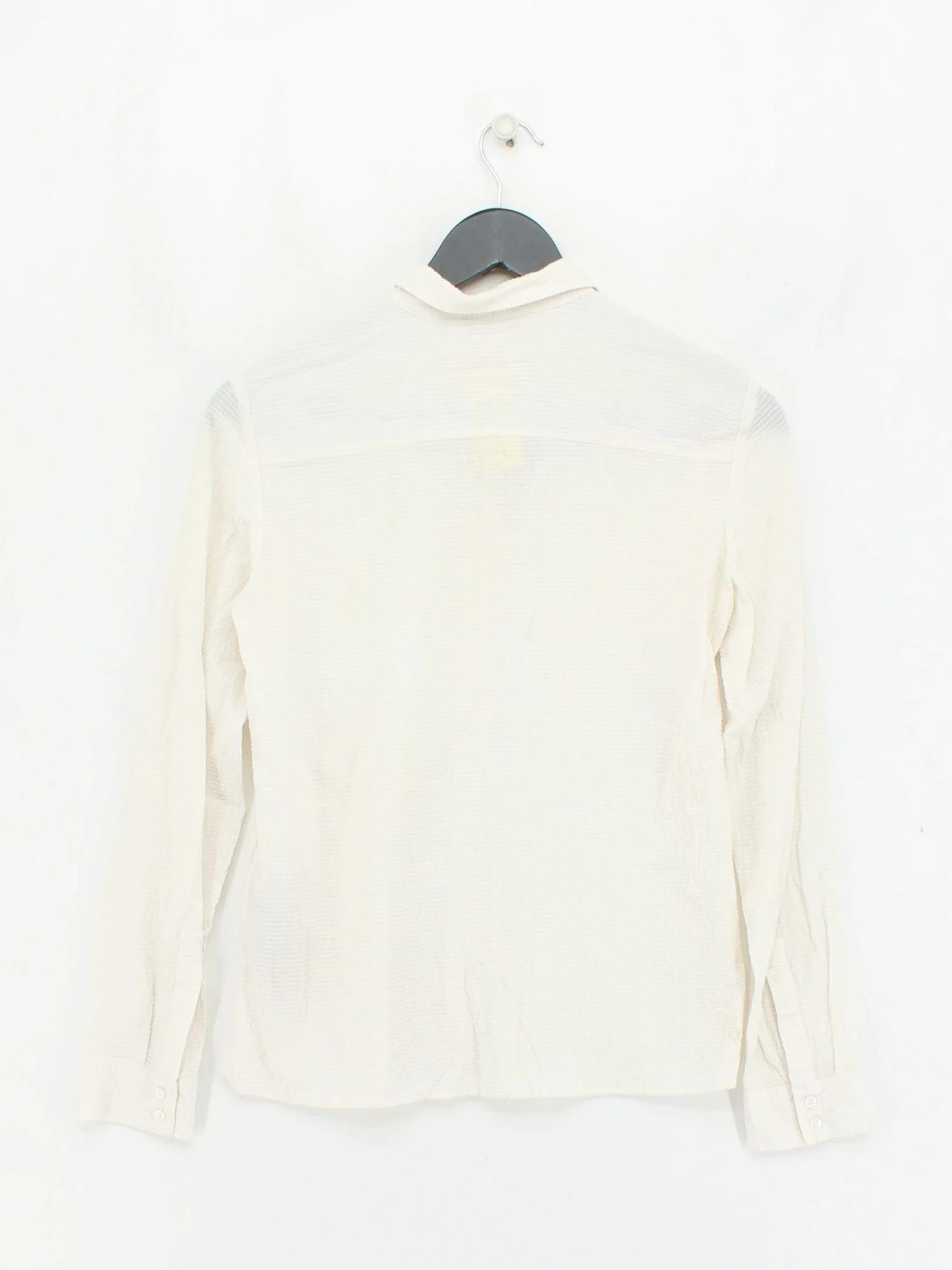 Massimo Dutti Women's Shirt UK 8 Cream Cotton with Viscose, Silk, Elastane Basic - Image 2