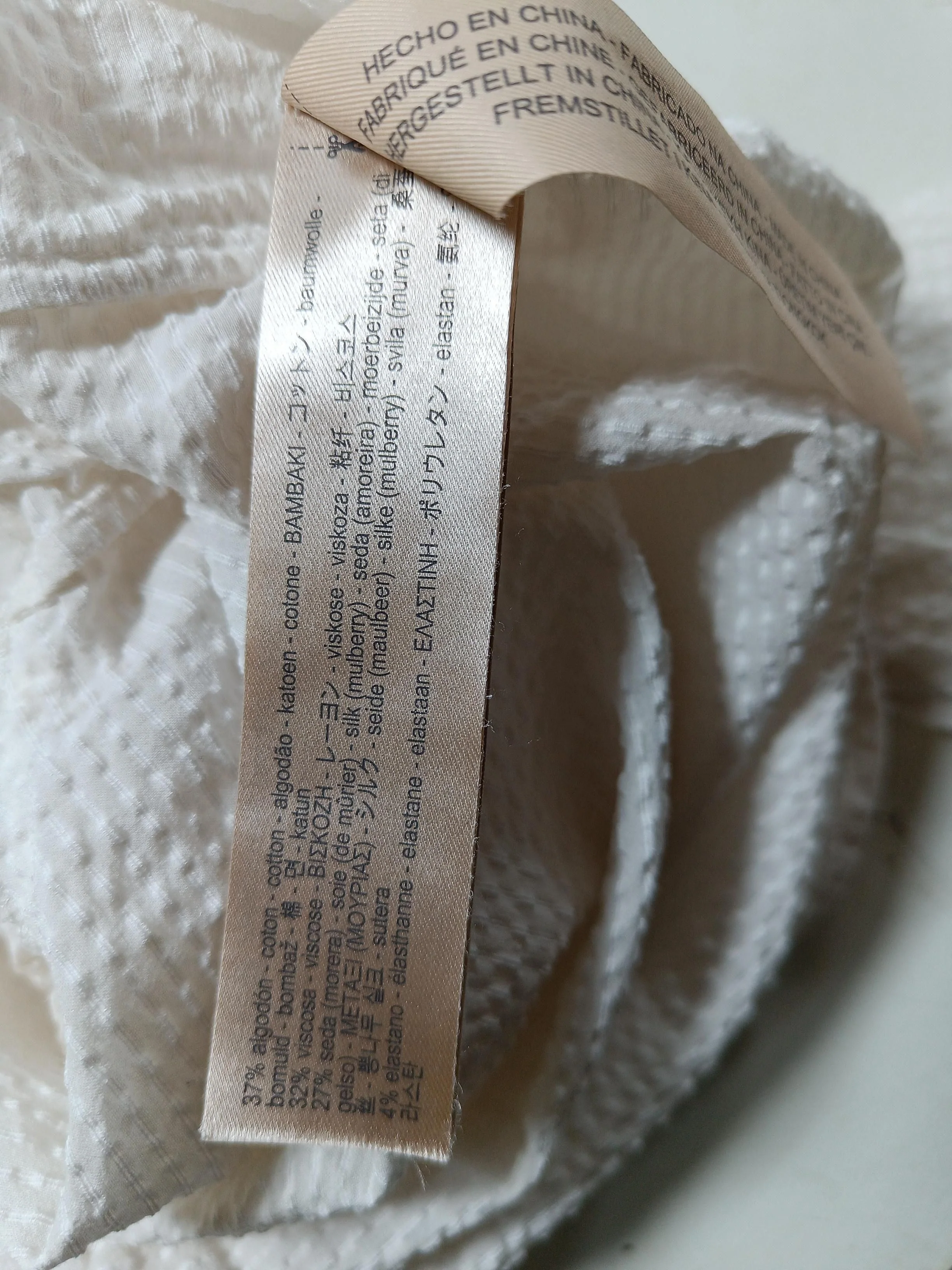 Massimo Dutti Women's Shirt UK 8 Cream Cotton with Viscose, Silk, Elastane Basic - Image 7