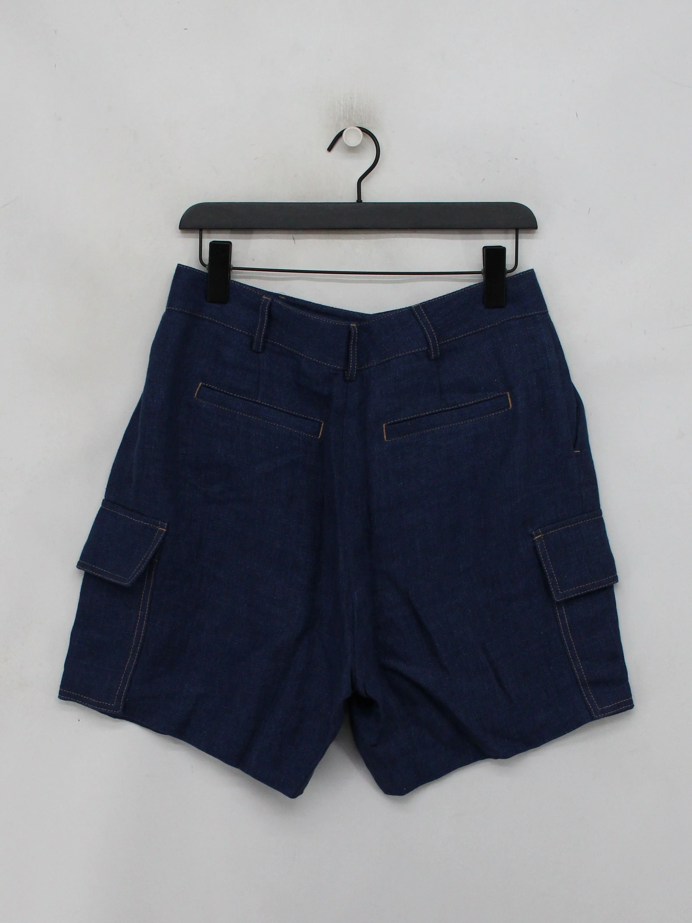 Massimo Dutti Women's Shorts UK 12 Blue Linen with Polyester Cargo - Image 2