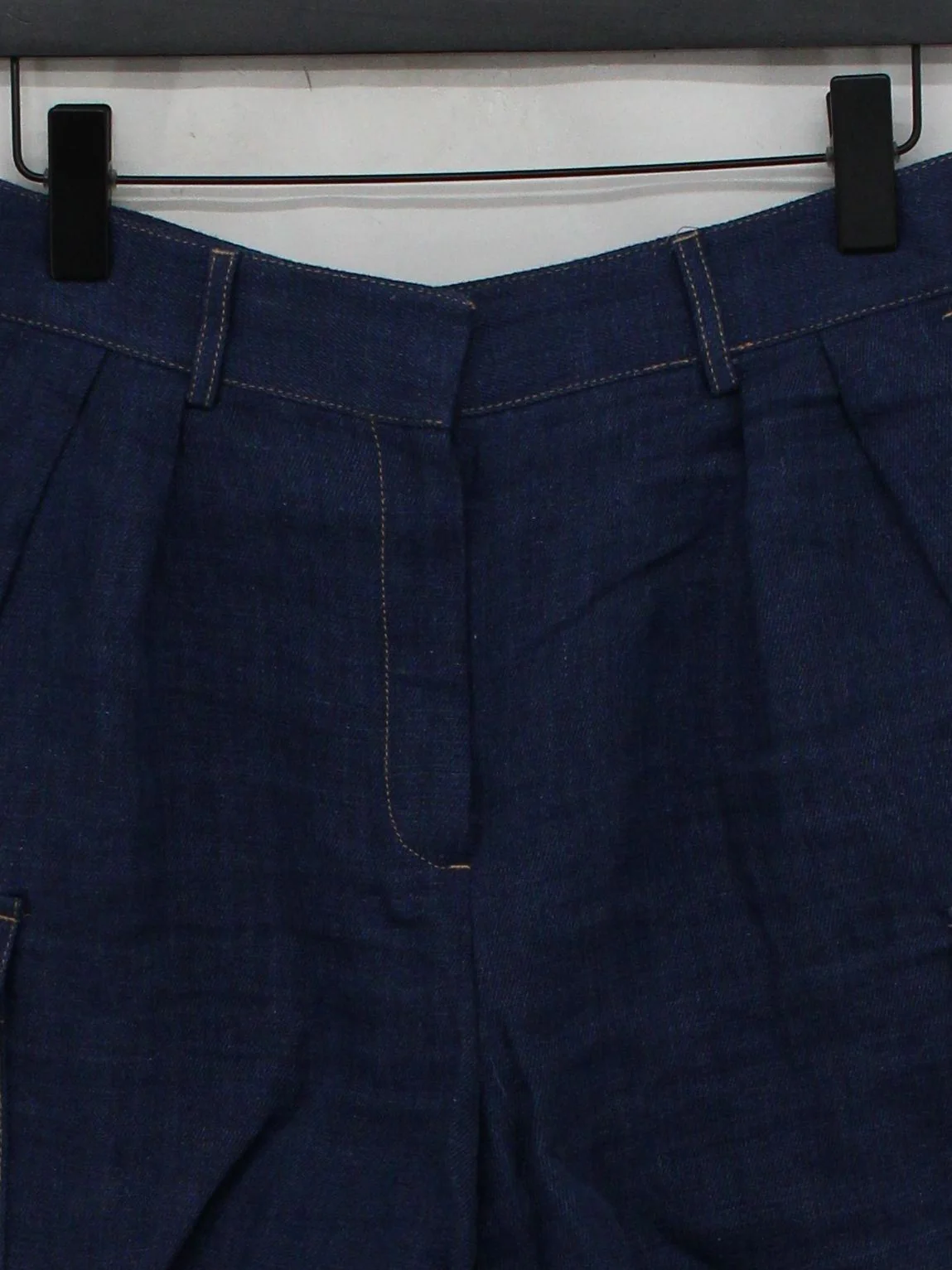 Massimo Dutti Women's Shorts UK 12 Blue Linen with Polyester Cargo - Image 3