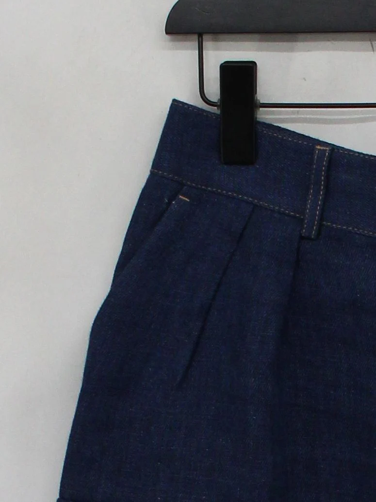 Massimo Dutti Women's Shorts UK 12 Blue Linen with Polyester Cargo - Image 4