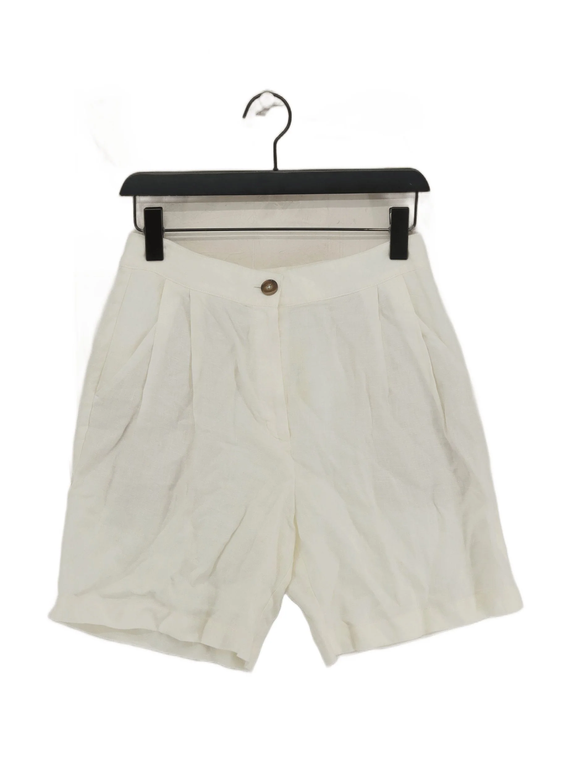 Massimo Dutti Women's Shorts UK 8 Cream Linen with Cotton, Polyester Cut-Off