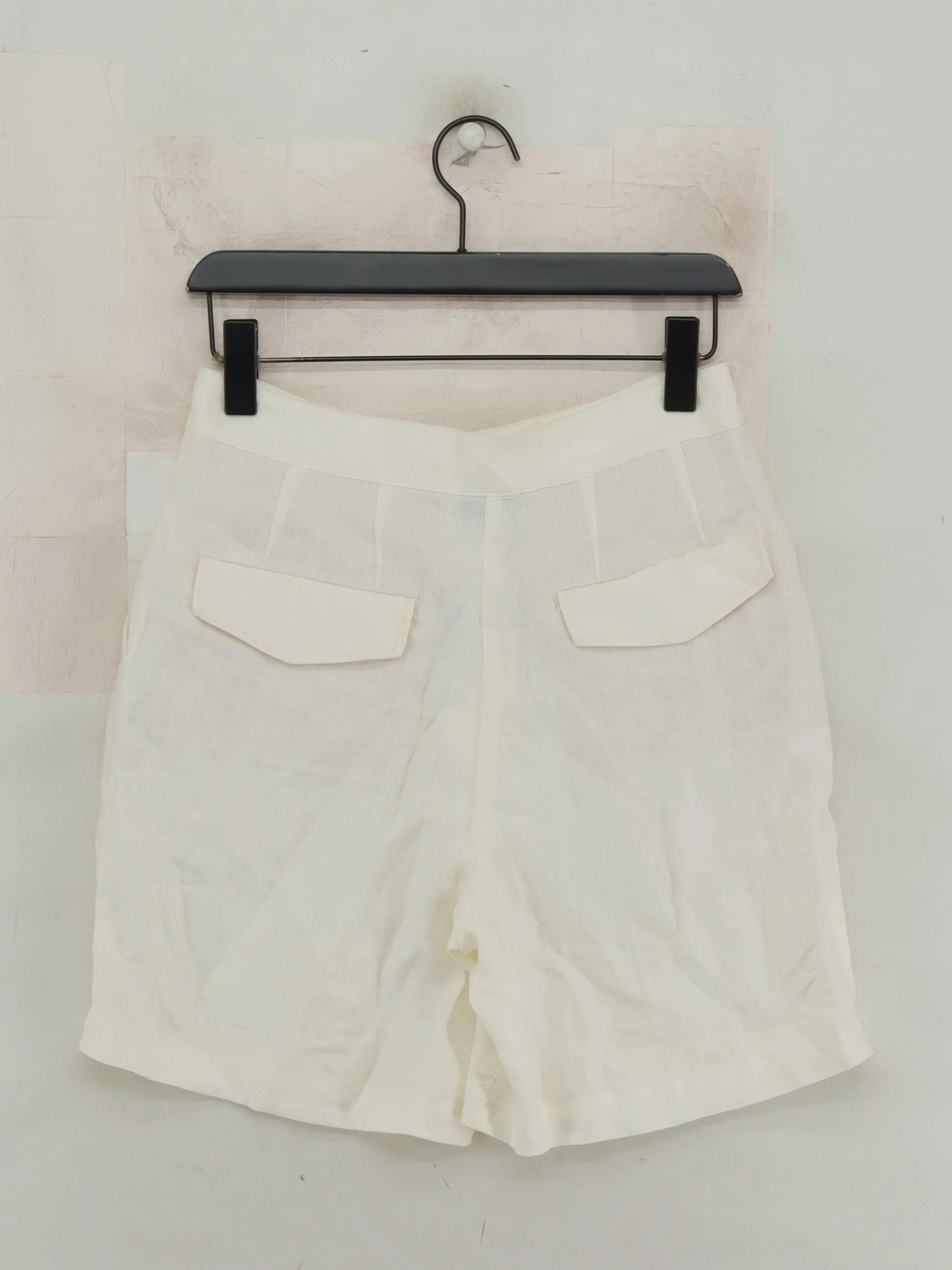 Massimo Dutti Women's Shorts UK 8 Cream Linen with Cotton, Polyester Cut-Off - Image 2