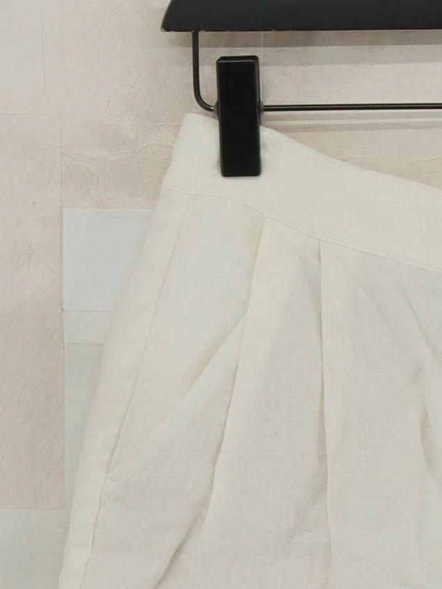 Massimo Dutti Women's Shorts UK 8 Cream Linen with Cotton, Polyester Cut-Off - Image 4
