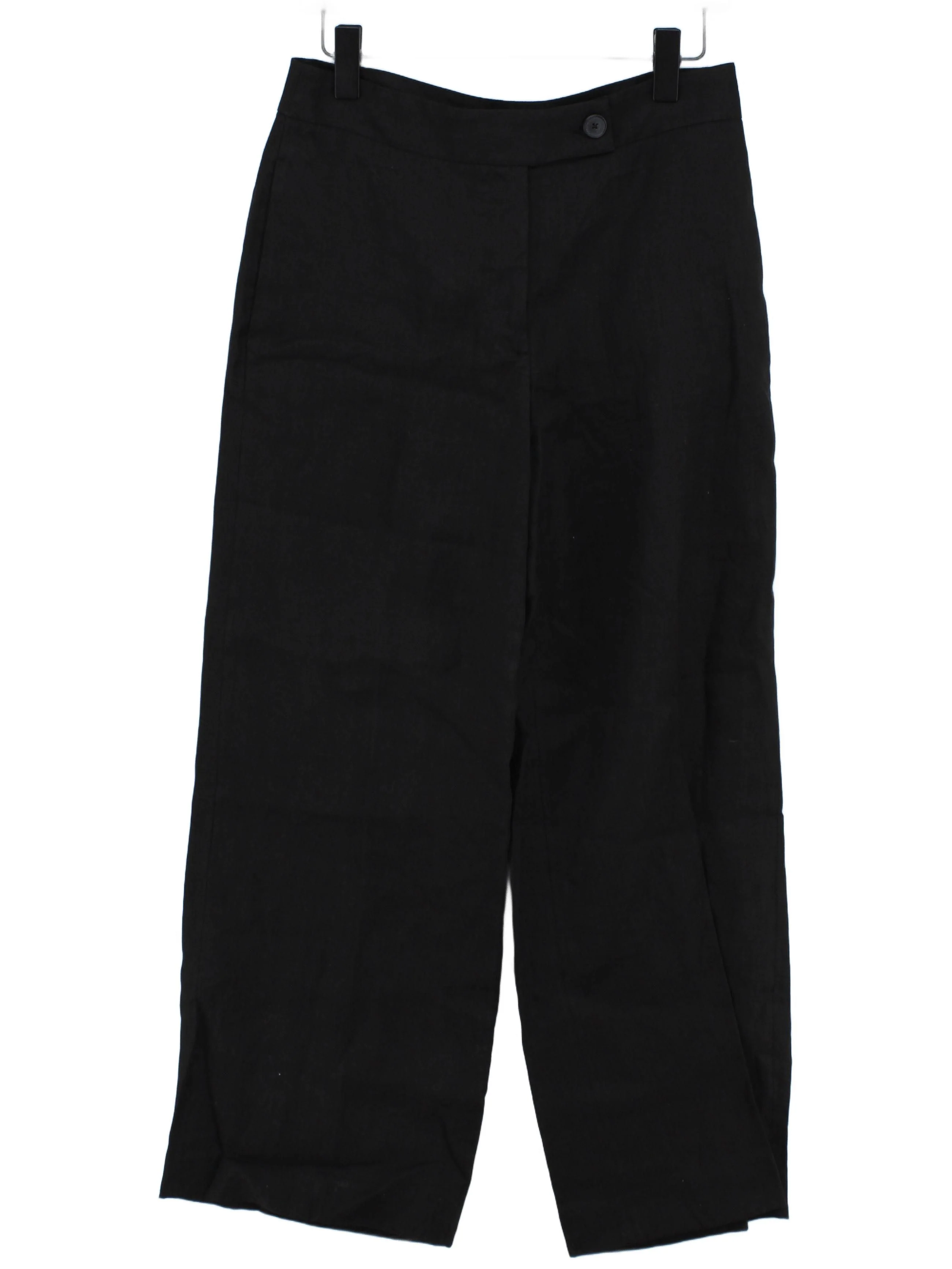 Massimo Dutti Women's Suit Trousers UK 10 Black 100% Linen Wide-Leg Dress Pants