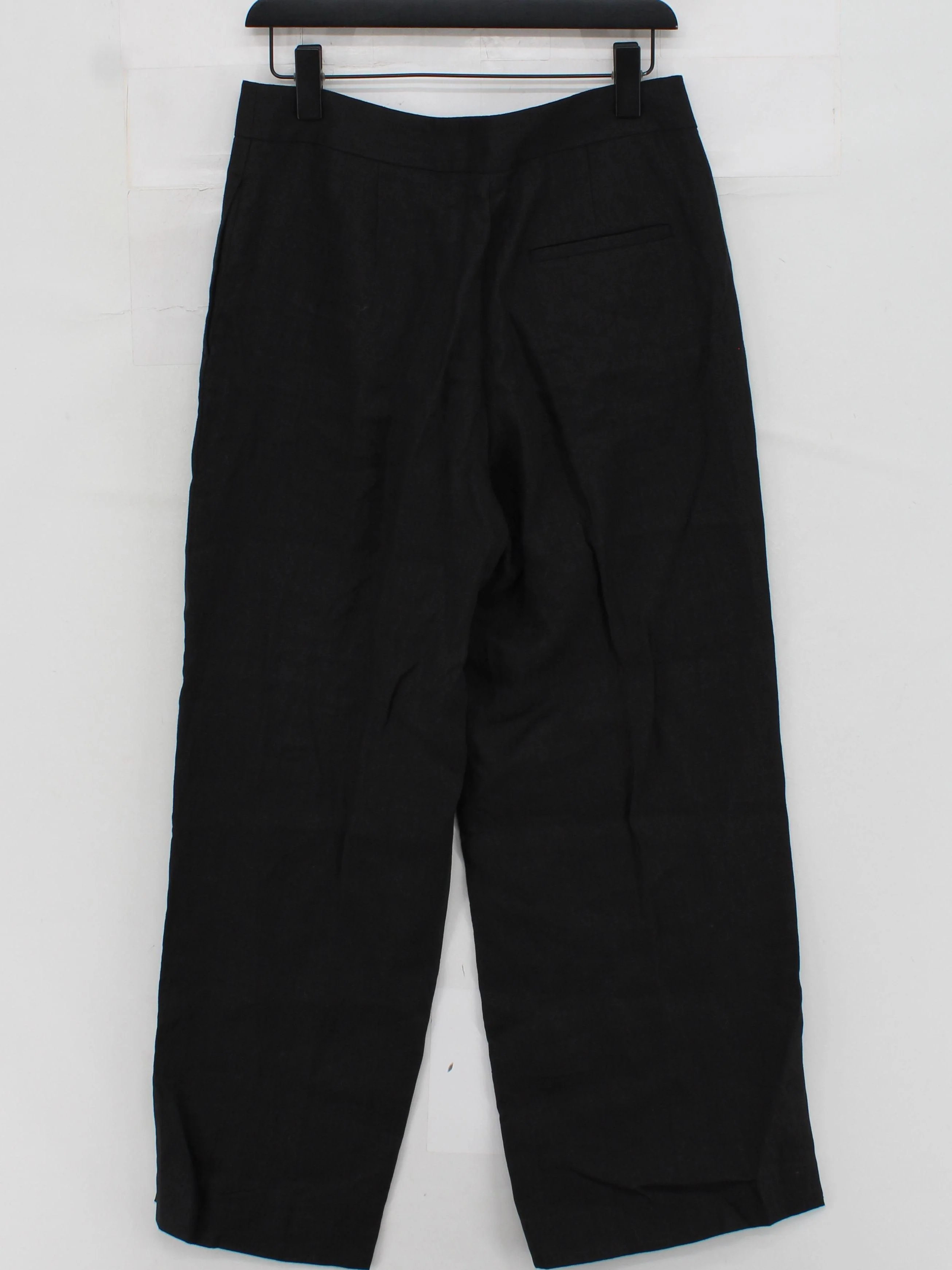 Massimo Dutti Women's Suit Trousers UK 10 Black 100% Linen Wide-Leg Dress Pants - Image 2