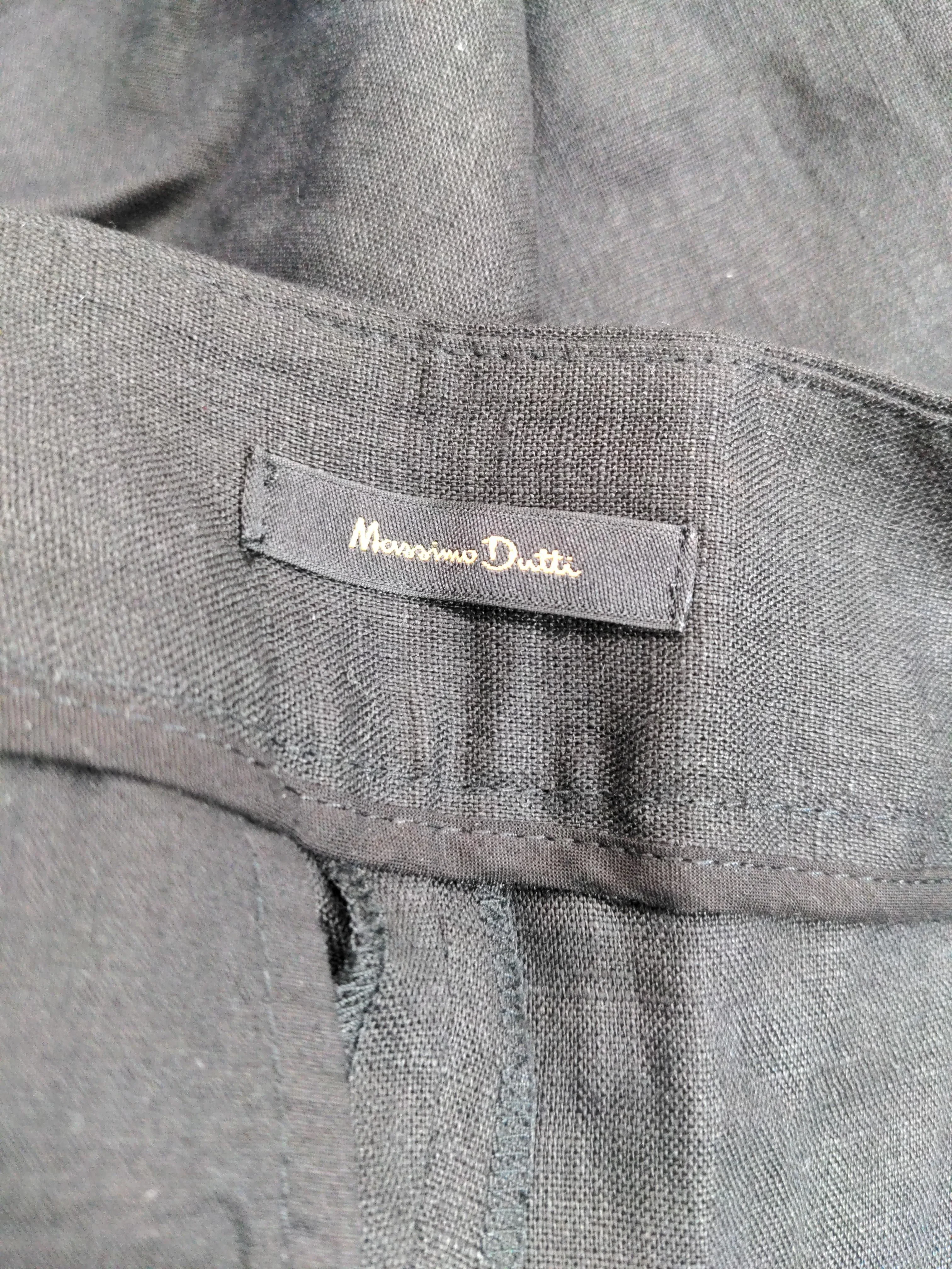 Massimo Dutti Women's Suit Trousers UK 10 Black 100% Linen Wide-Leg Dress Pants - Image 5