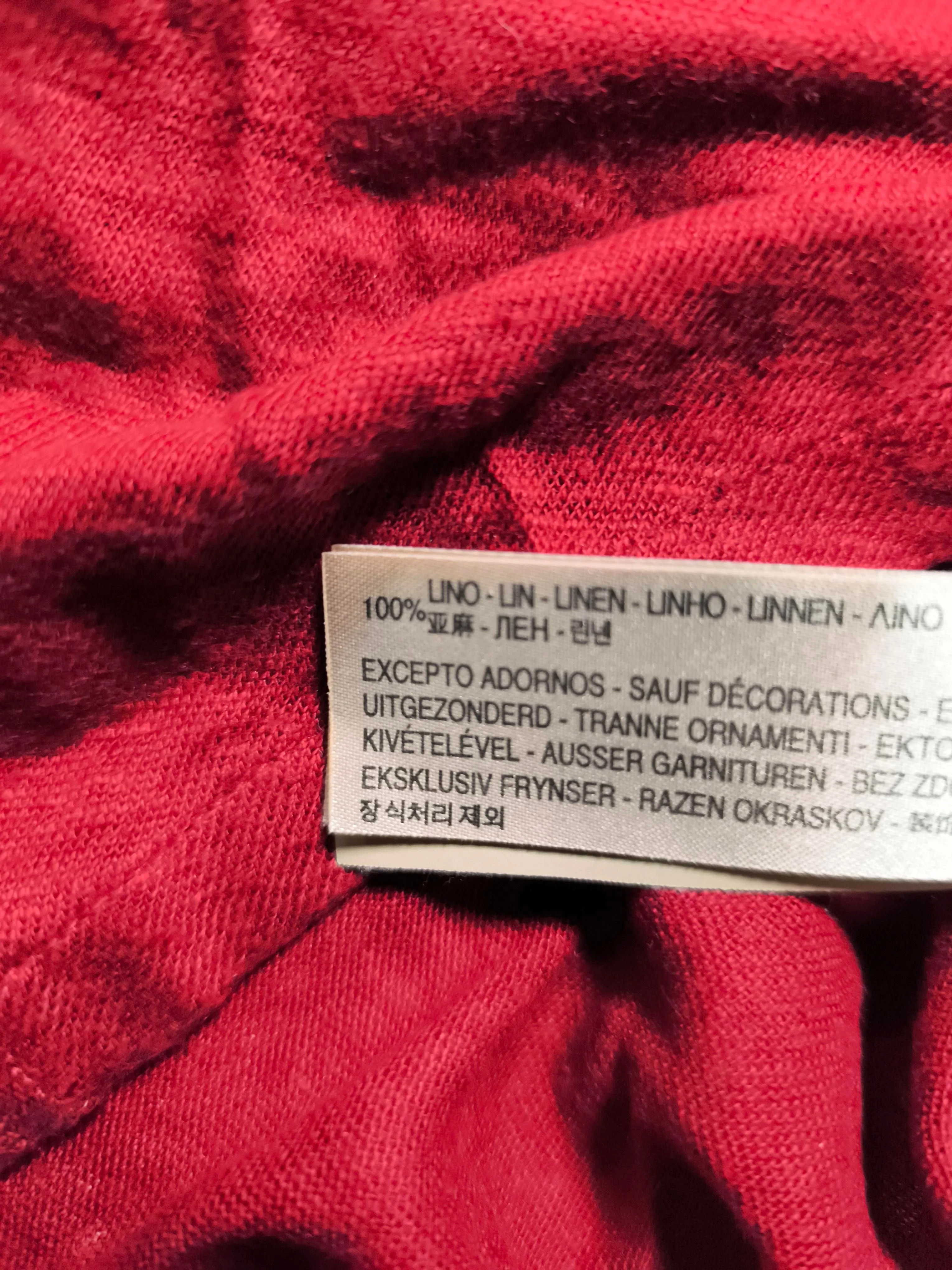 Massimo Dutti Women's T-Shirt L Red 100% Linen Short Sleeve V-Neck Basic - Image 6