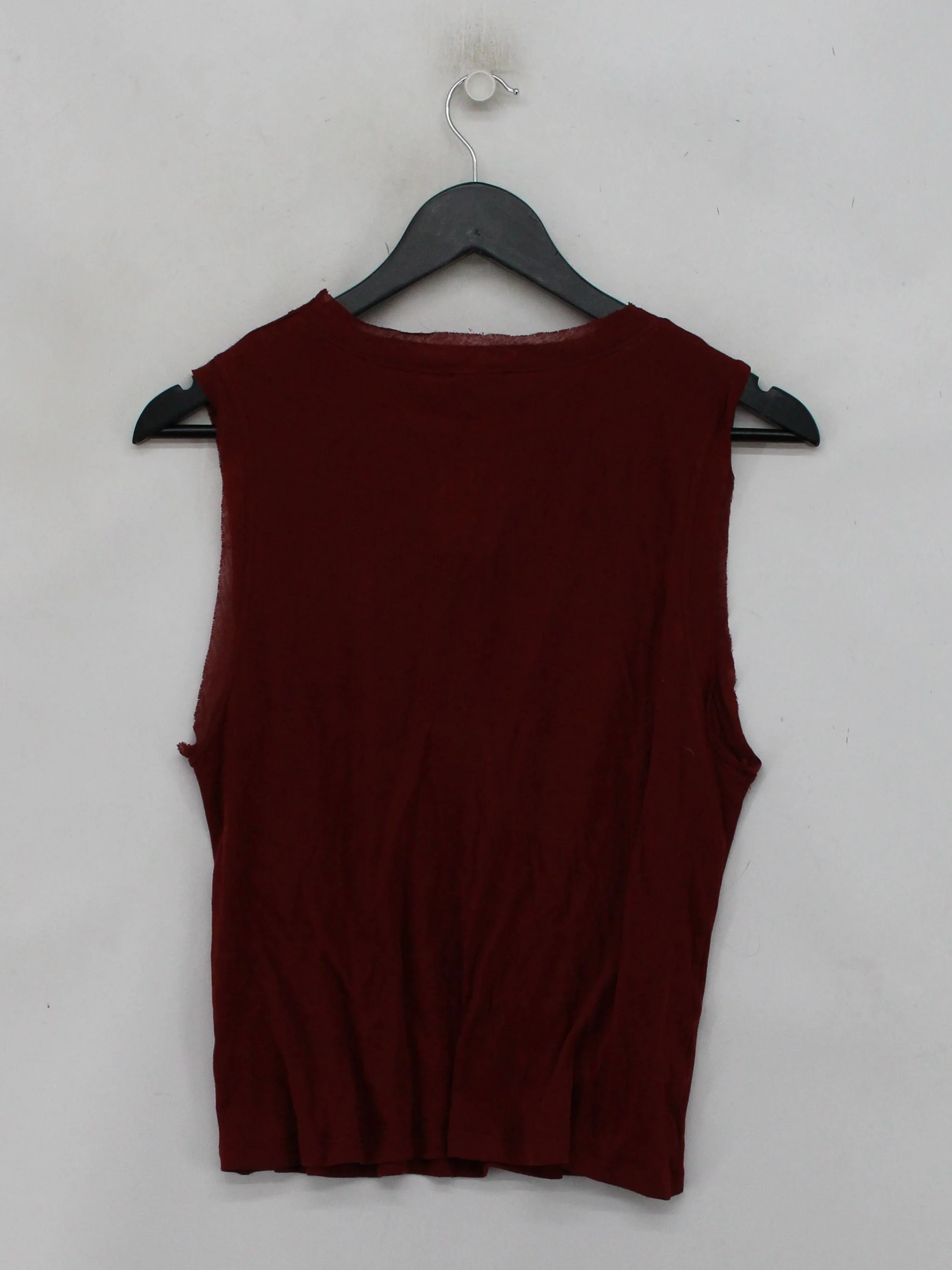 Massimo Dutti Women's T-Shirt L Red 100% Other Sleeveless Round Neck Basic - Image 2