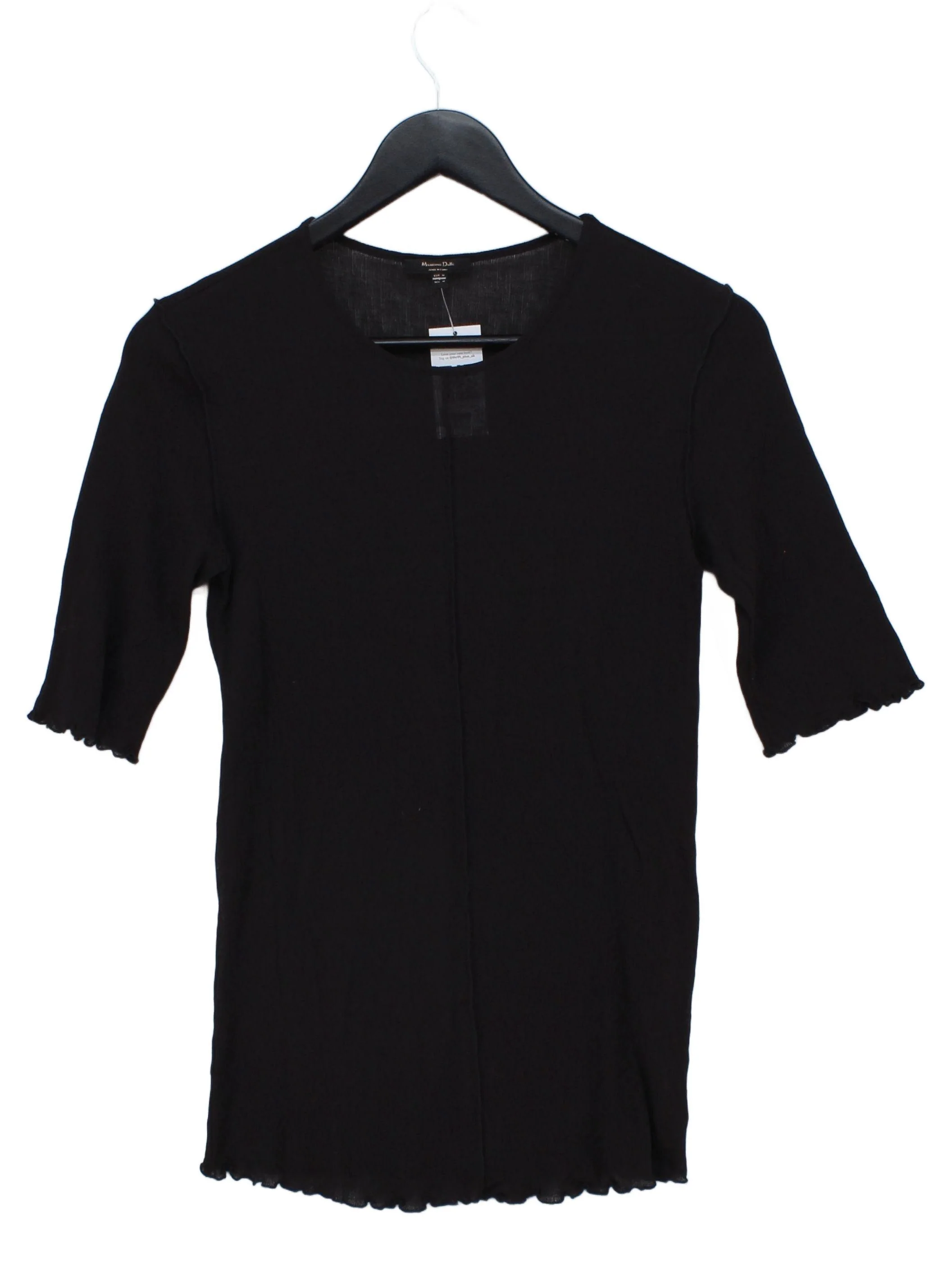Massimo Dutti Women's T-Shirt M Black 100% Other Short Sleeve Round Neck Basic