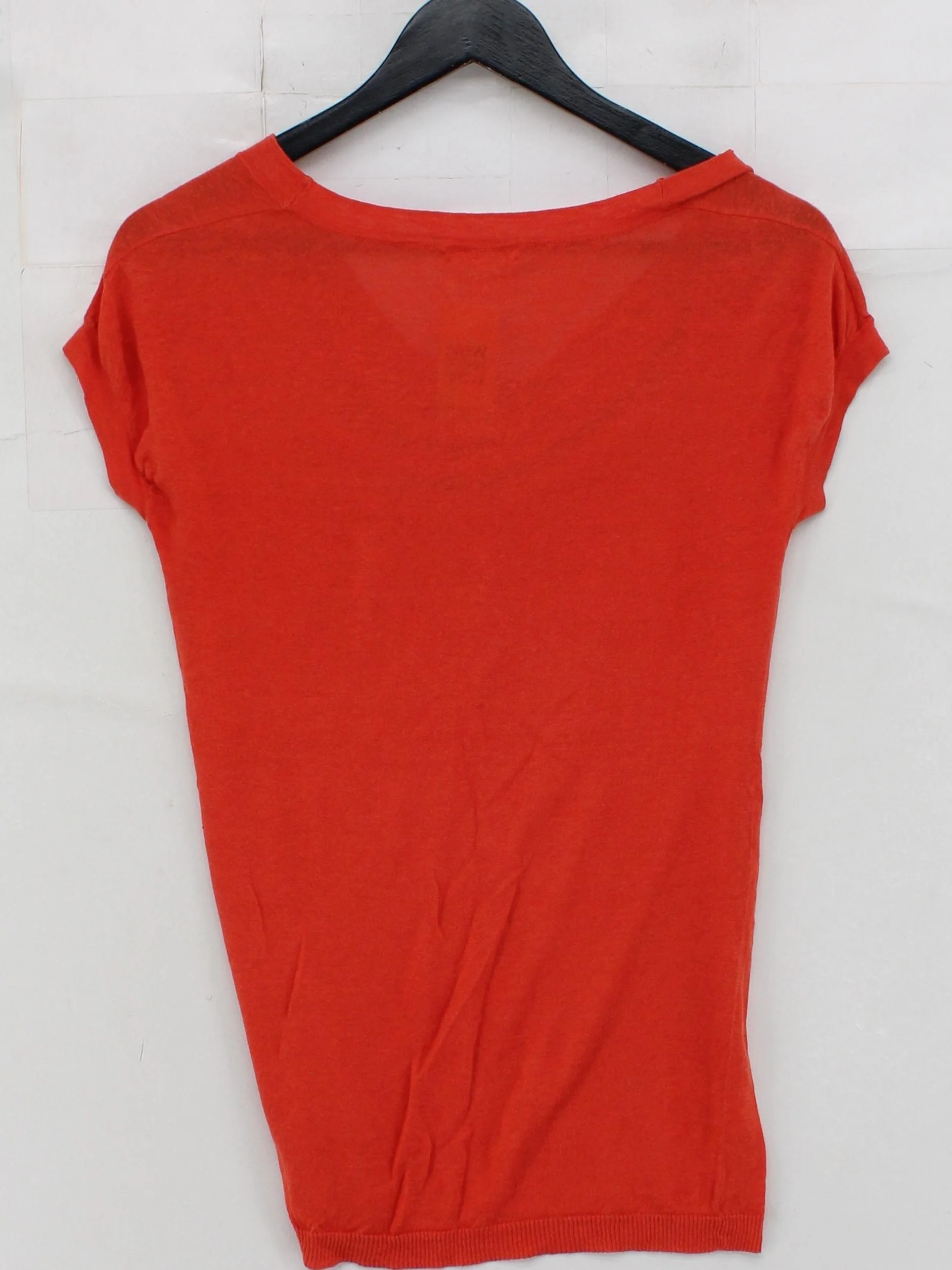 Massimo Dutti Women's T-Shirt S Orange Linen with Silk Basic - Image 2