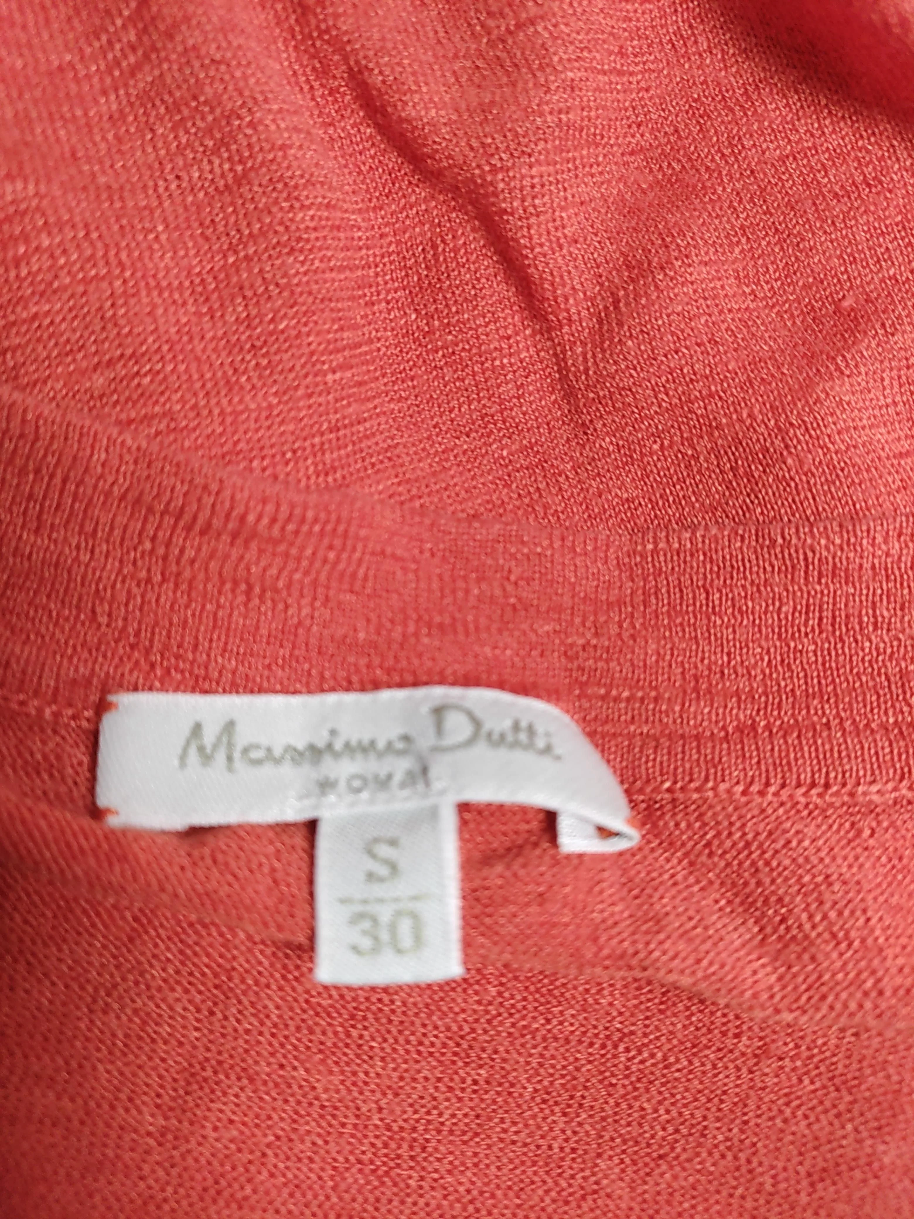 Massimo Dutti Women's T-Shirt S Orange Linen with Silk Basic - Image 5