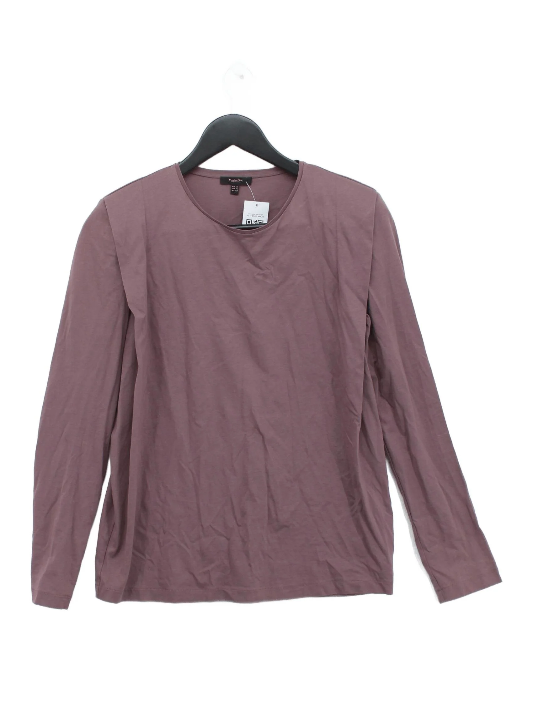 Massimo Dutti Women's T-Shirt XS Purple 100% Cotton Short Sleeve V-Neck Basic