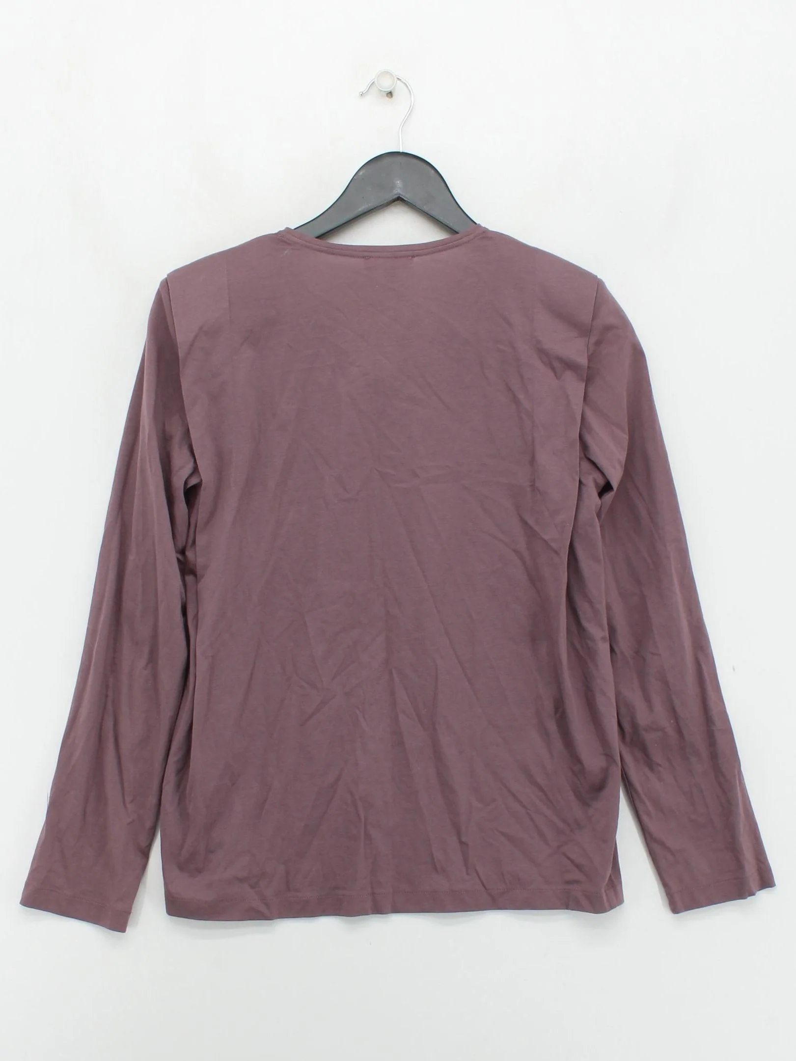 Massimo Dutti Women's T-Shirt XS Purple 100% Cotton Short Sleeve V-Neck Basic - Image 2