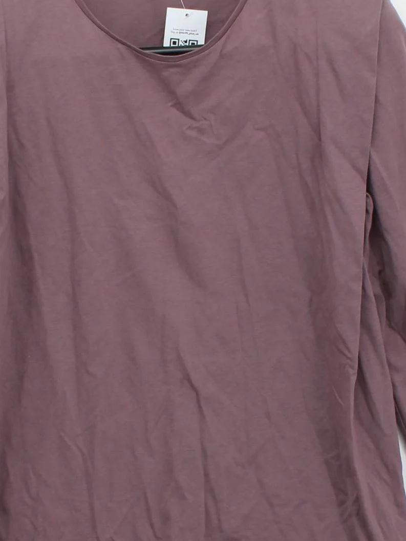 Massimo Dutti Women's T-Shirt XS Purple 100% Cotton Short Sleeve V-Neck Basic - Image 3