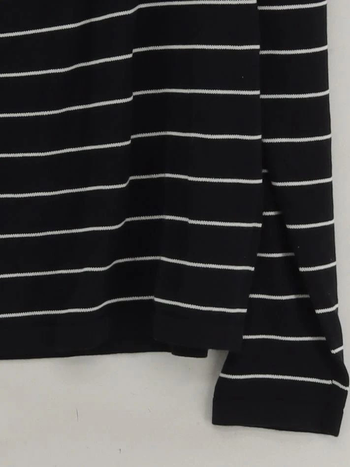 Massimo Dutti Women's Top M Black Striped 100% Cotton Long Sleeve Collared Basic - Image 4