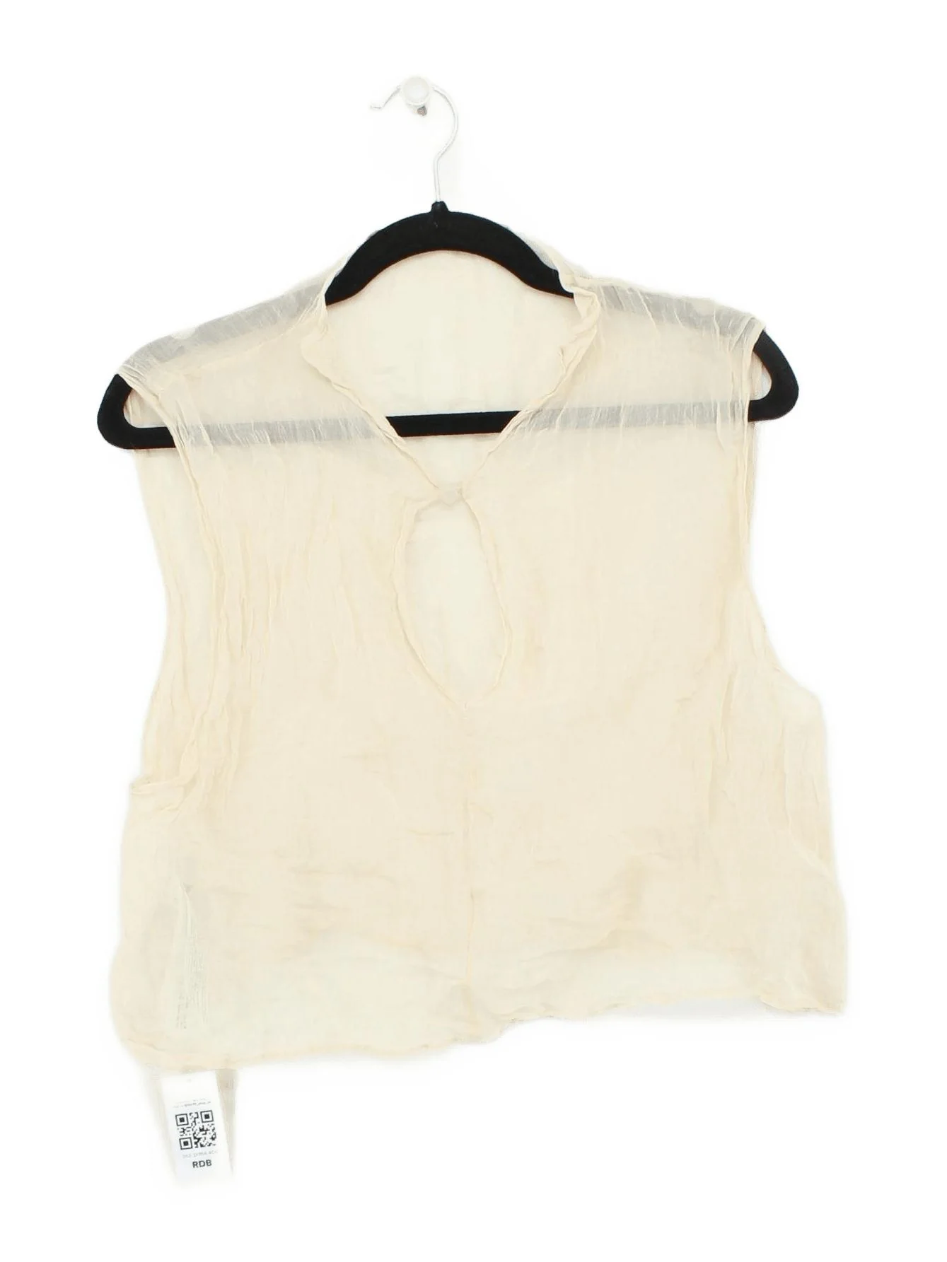 Massimo Dutti Women's Top M Cream Cotton with Other Sleeveless High Neck Basic