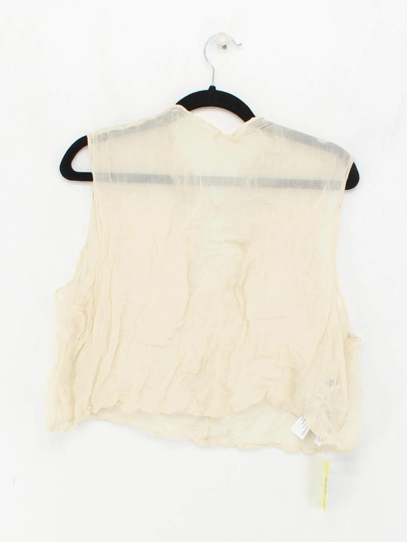 Massimo Dutti Women's Top M Cream Cotton with Other Sleeveless High Neck Basic - Image 2
